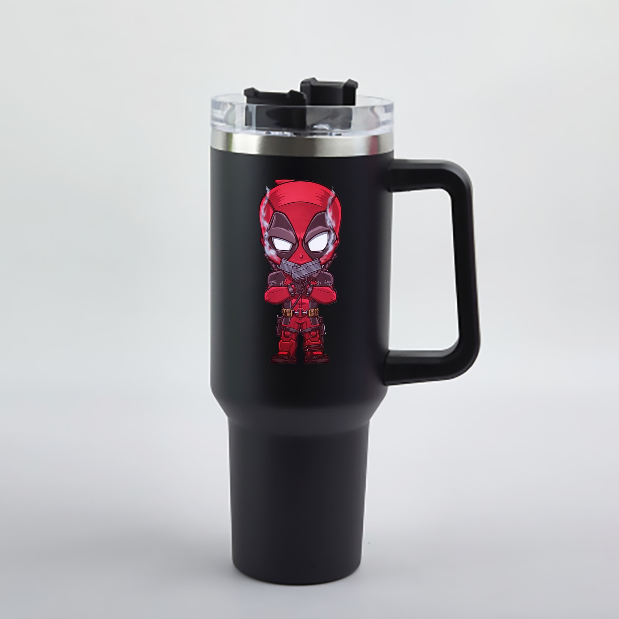 （画像用） Deadpool デッドプール 1200mL車用タンブラー - クリスタルステッカー（プラスチックストロー付き）