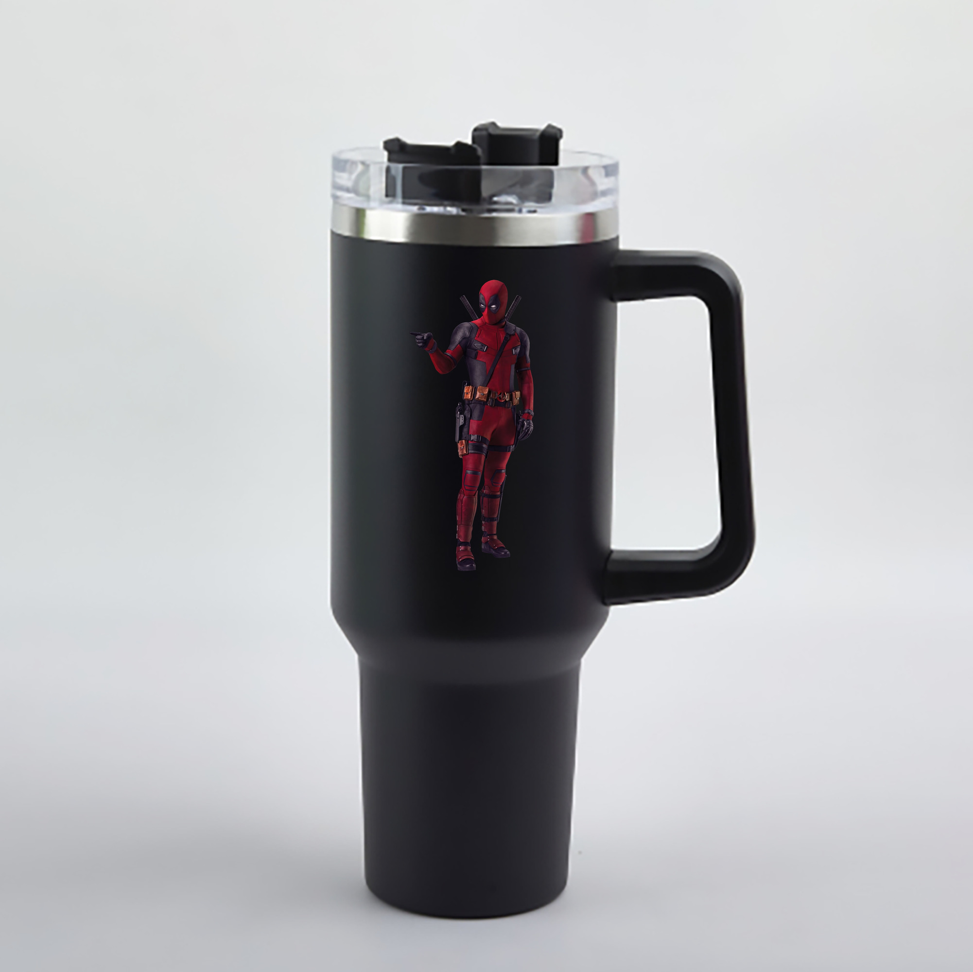 （画像用） Deadpool デッドプール 1200mL車用タンブラー - クリスタルステッカー（プラスチックストロー付き）
