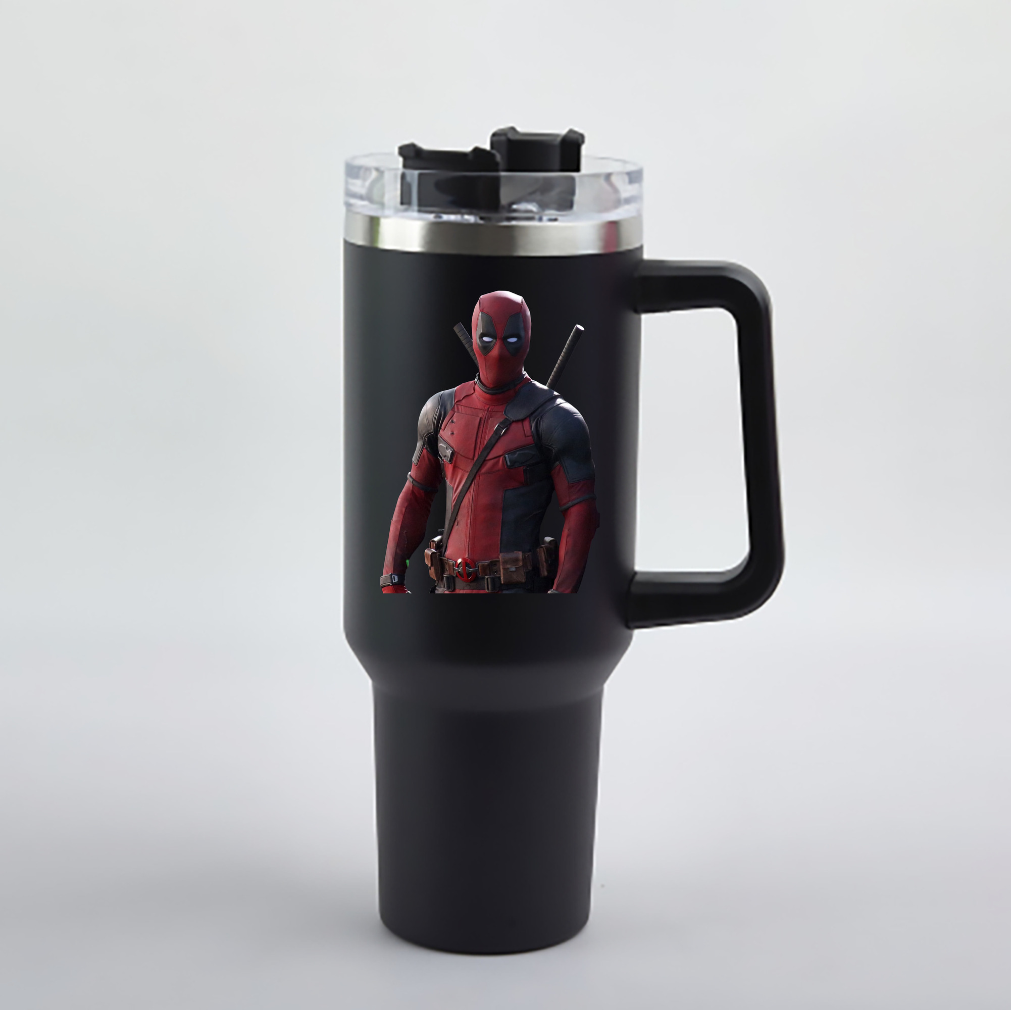 （画像用） Deadpool デッドプール 1200mL車用タンブラー - クリスタルステッカー（プラスチックストロー付き）