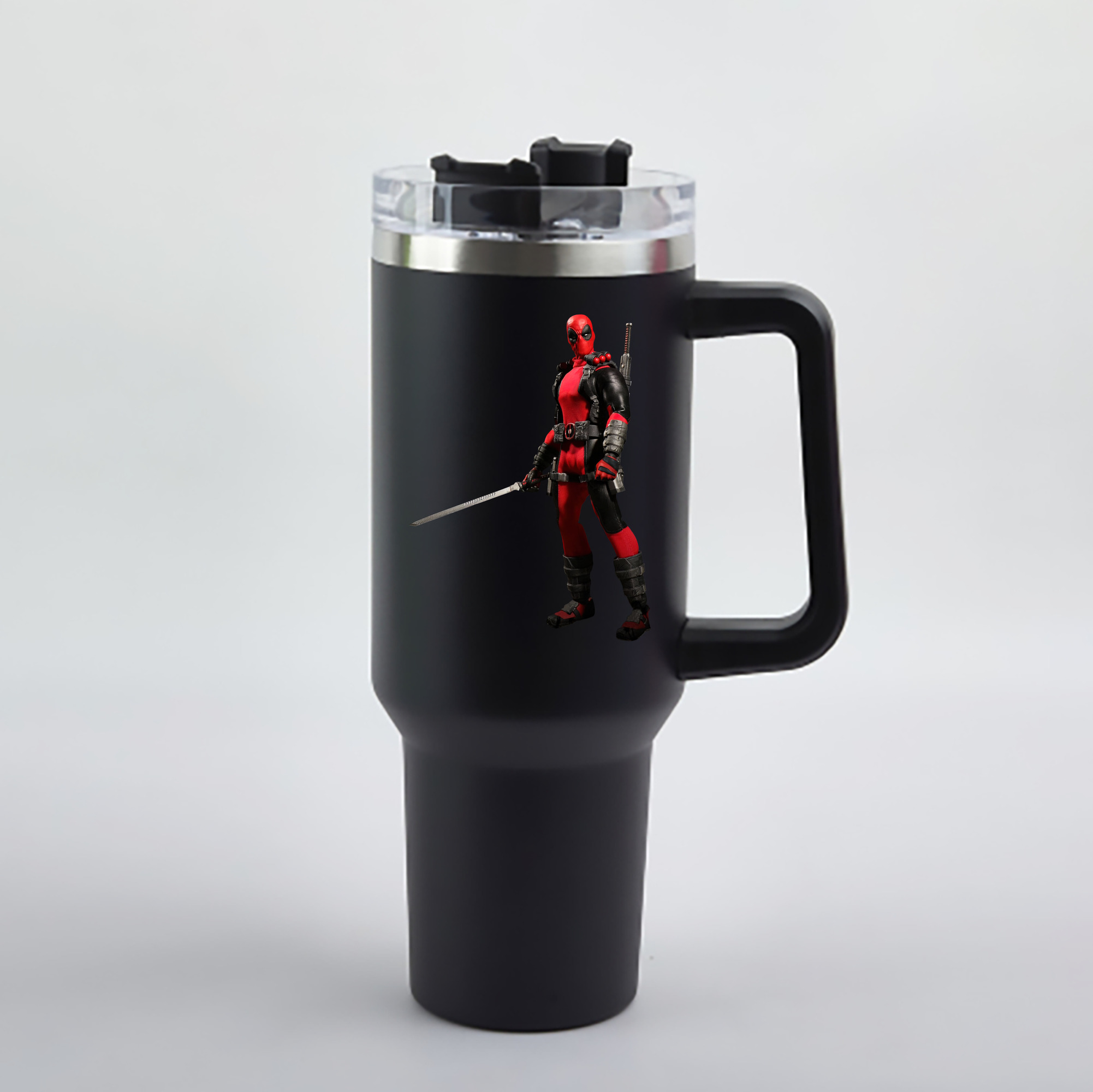 （画像用） Deadpool デッドプール 1200mL車用タンブラー - クリスタルステッカー（プラスチックストロー付き）