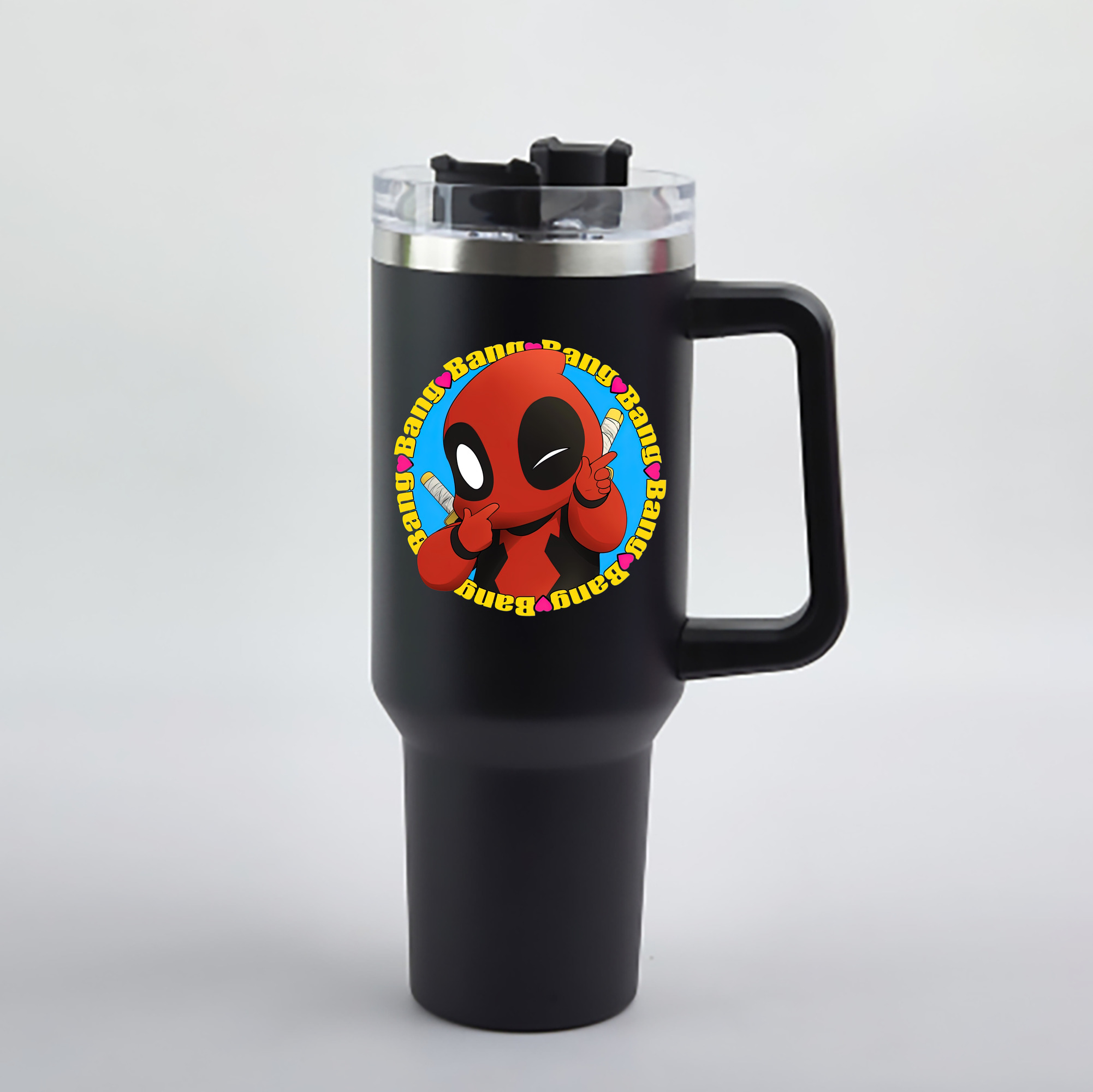 （画像用） Deadpool デッドプール 1200mL車用タンブラー - クリスタルステッカー（プラスチックストロー付き）