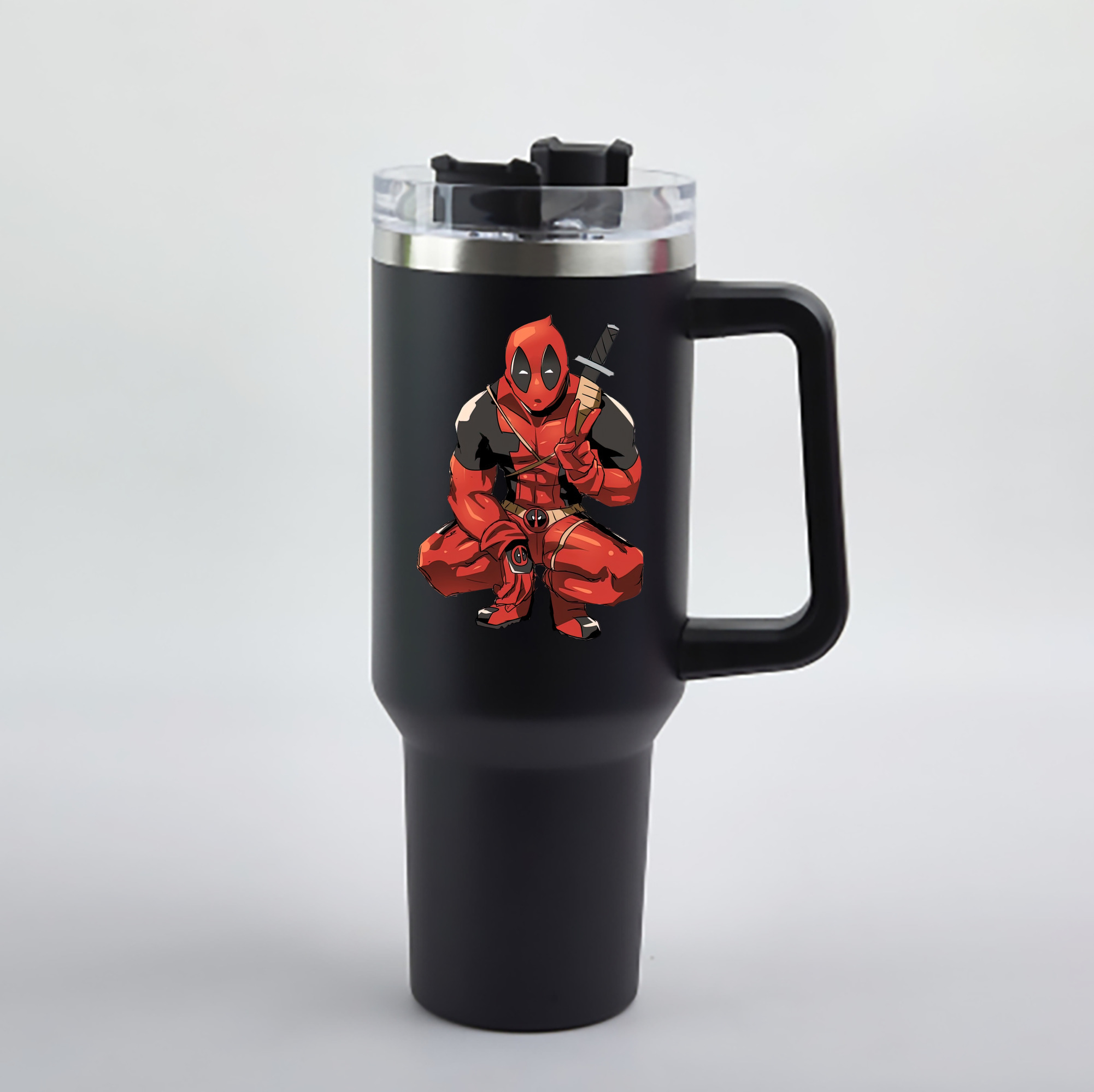 （画像用） Deadpool デッドプール 1200mL車用タンブラー - クリスタルステッカー（プラスチックストロー付き）