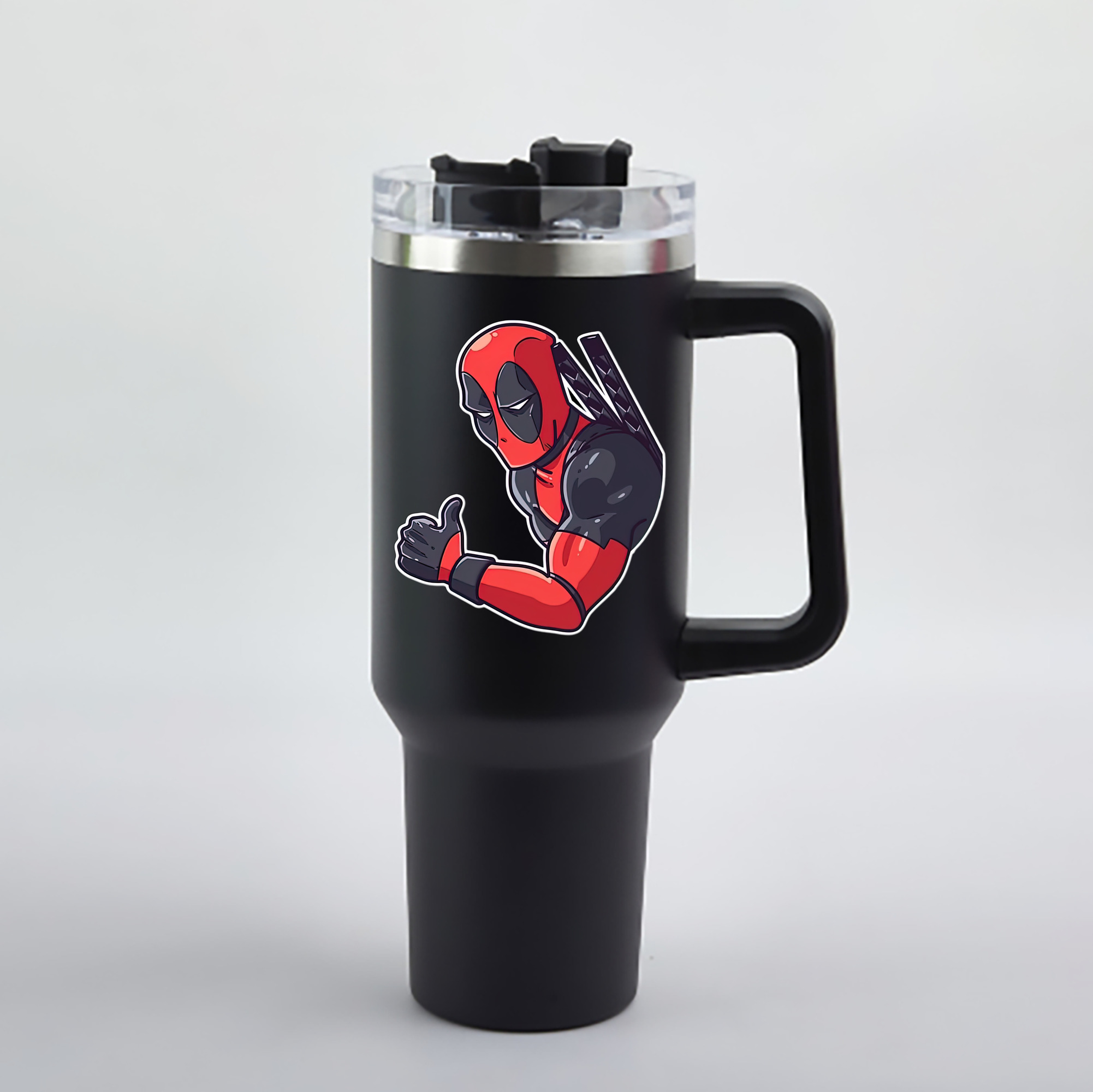 （画像用） Deadpool デッドプール 1200mL車用タンブラー - クリスタルステッカー（プラスチックストロー付き）