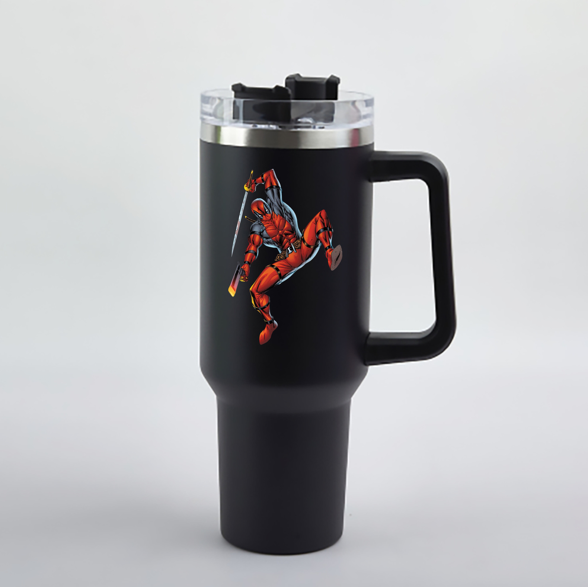 （画像用） Deadpool デッドプール 1200mL車用タンブラー - クリスタルステッカー（プラスチックストロー付き）