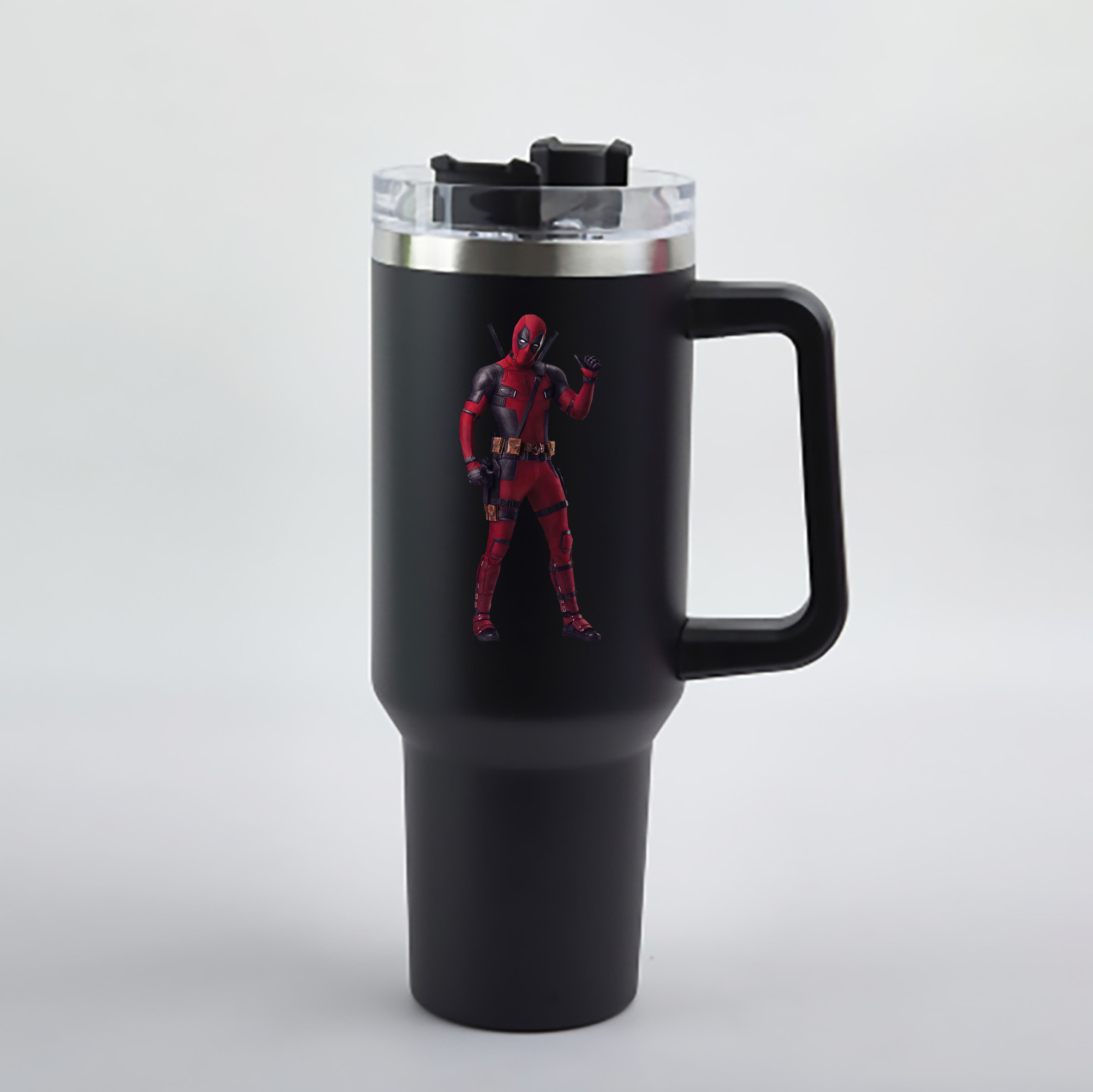 （画像用） Deadpool デッドプール 1200mL車用タンブラー - クリスタルステッカー（プラスチックストロー付き）