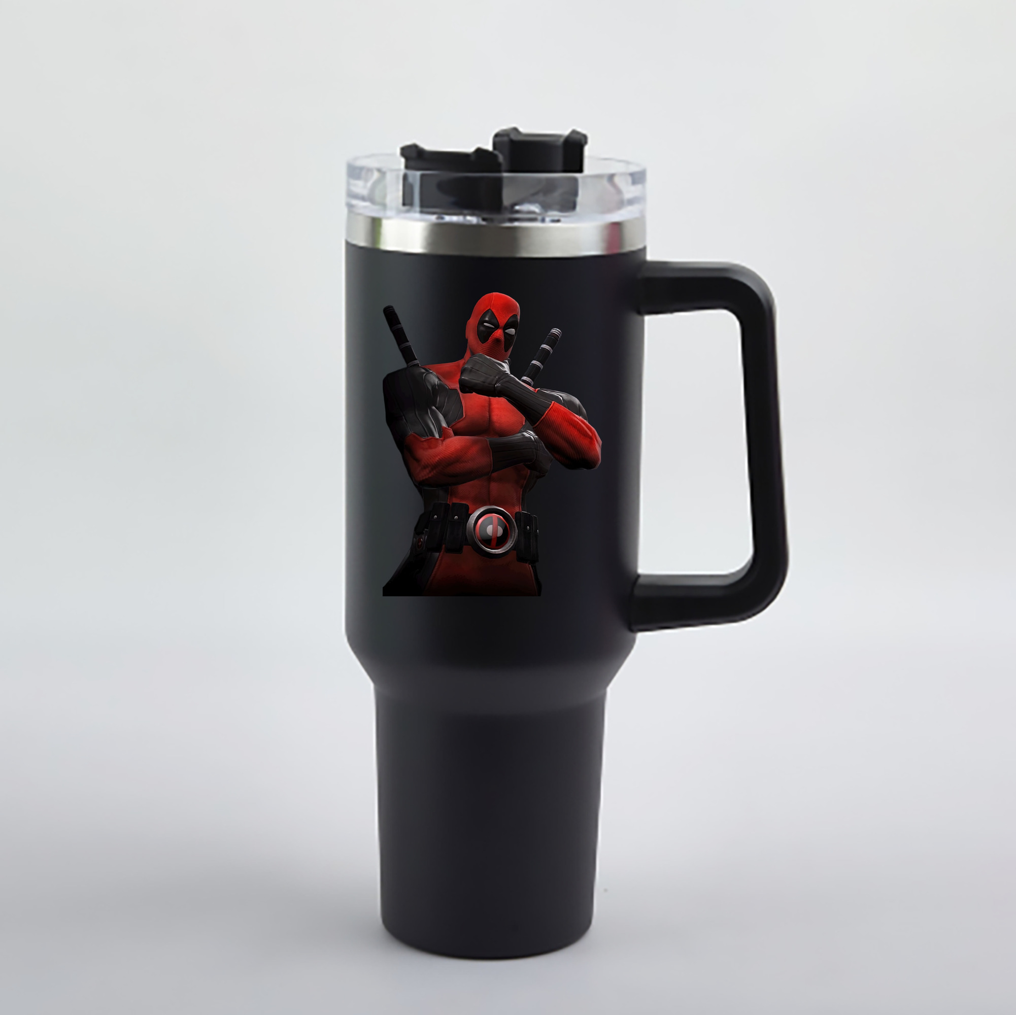 （画像用） Deadpool デッドプール 1200mL車用タンブラー - クリスタルステッカー（プラスチックストロー付き）