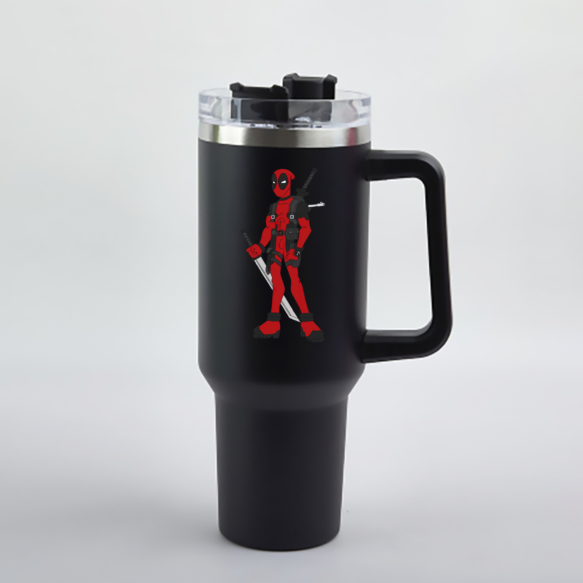 （画像用） Deadpool デッドプール 1200mL車用タンブラー - クリスタルステッカー（プラスチックストロー付き）
