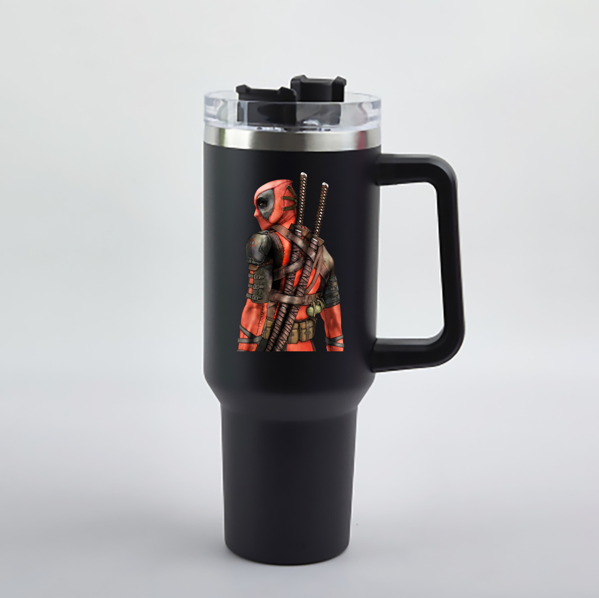 （画像用） Deadpool デッドプール 1200mL車用タンブラー - クリスタルステッカー（プラスチックストロー付き）