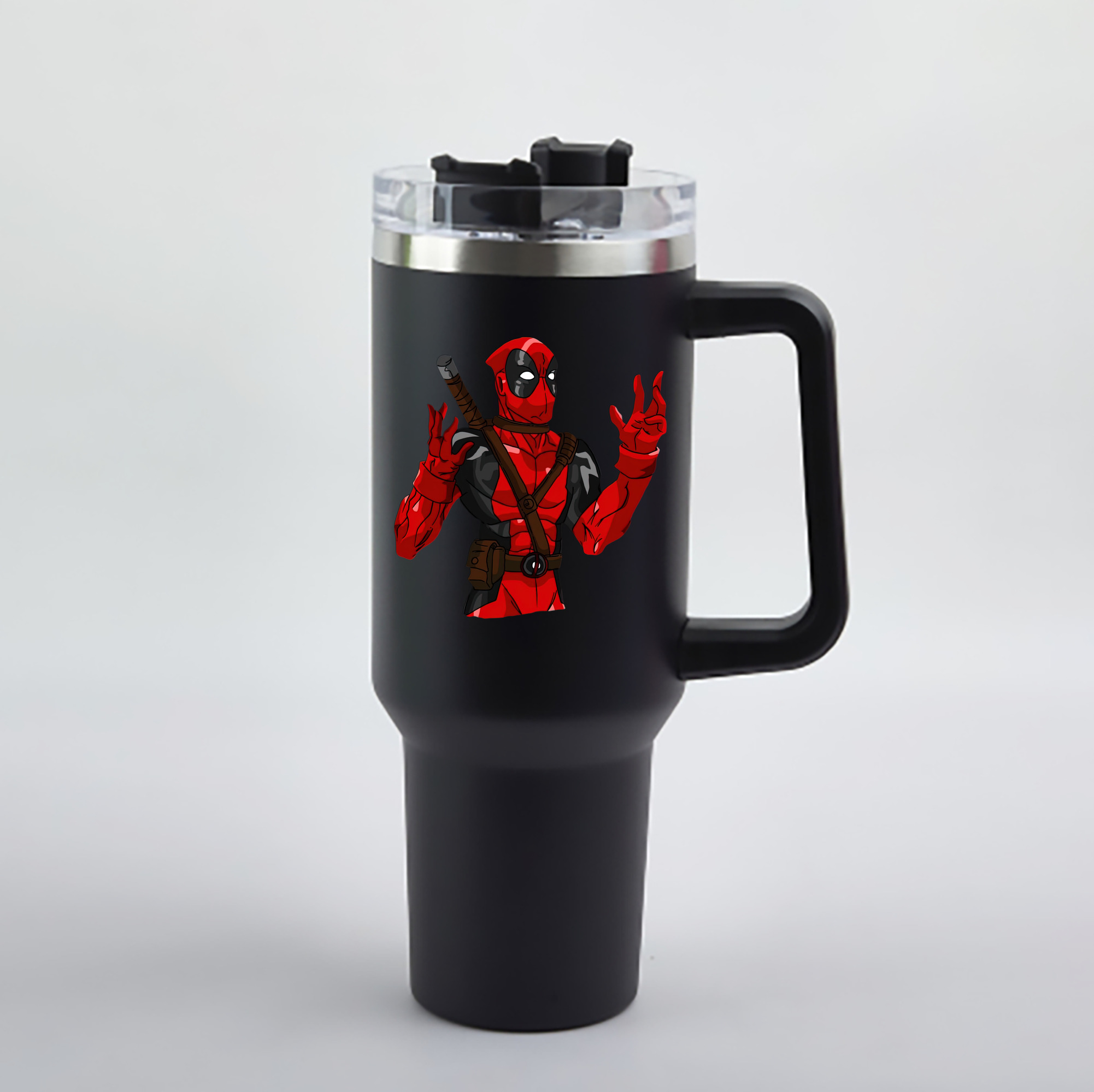 （画像用） Deadpool デッドプール 1200mL車用タンブラー - クリスタルステッカー（プラスチックストロー付き）