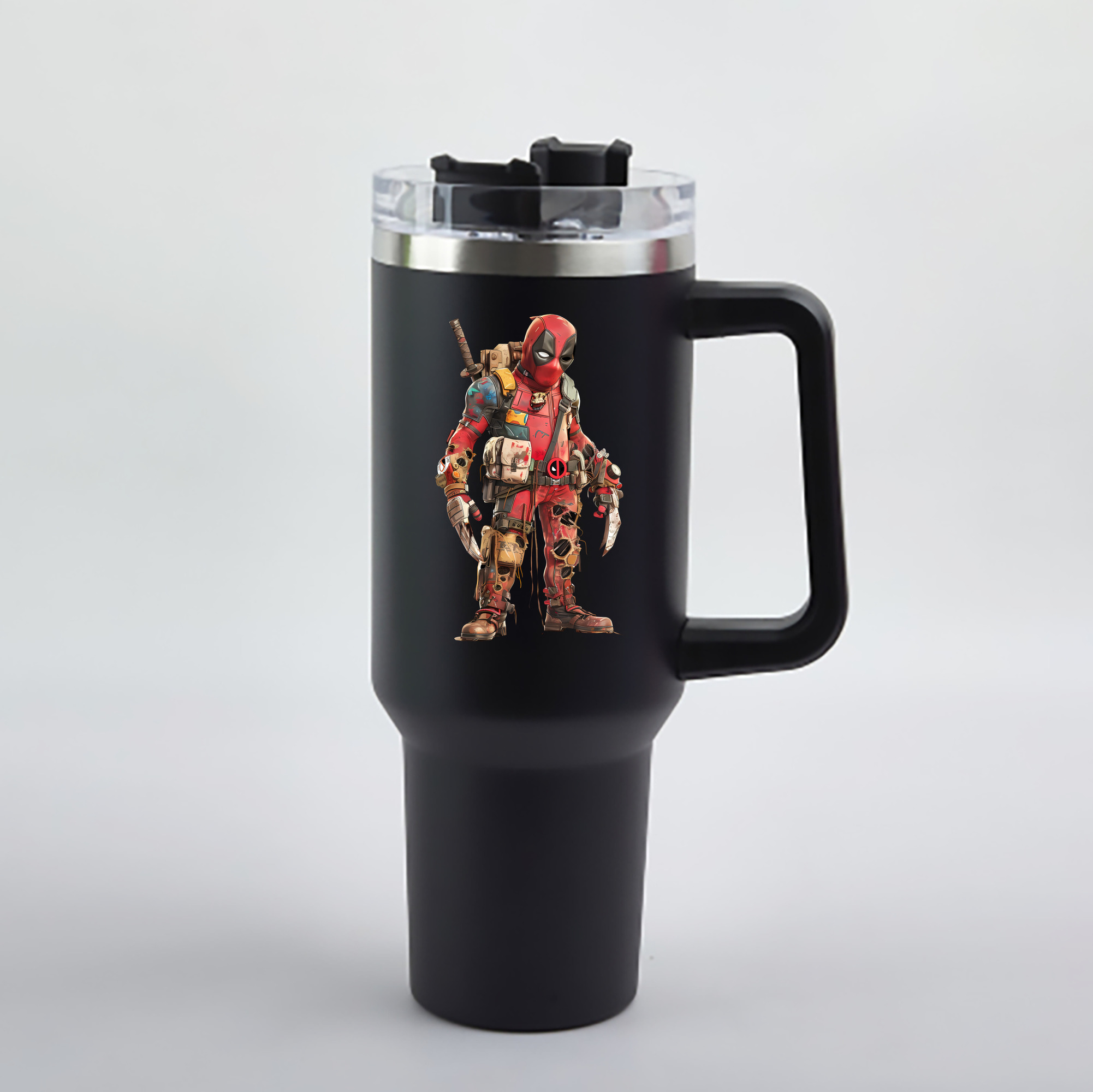 （画像用） Deadpool デッドプール 1200mL車用タンブラー - クリスタルステッカー（プラスチックストロー付き）