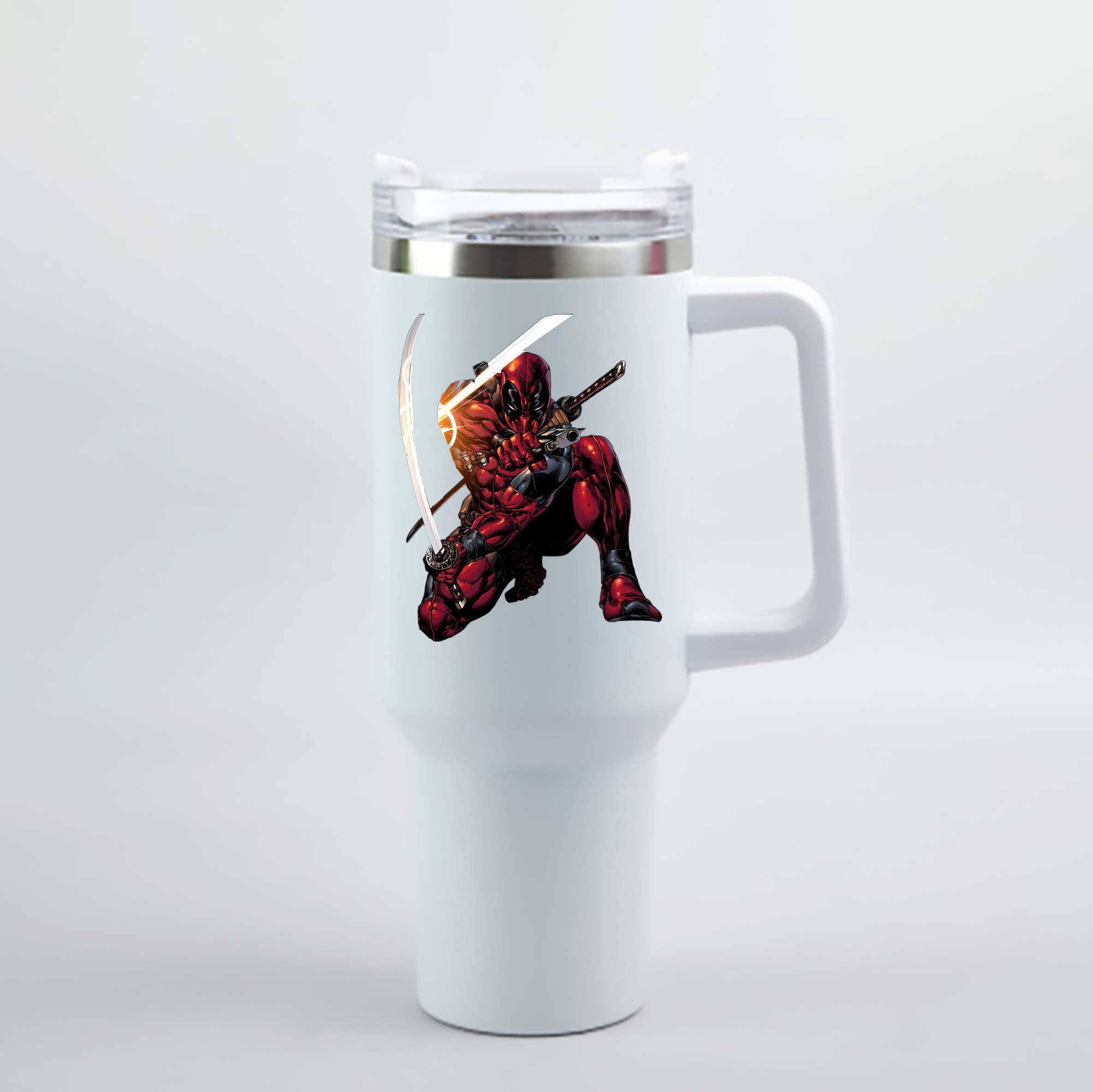 （画像用） Deadpool デッドプール 1200mL車用タンブラー - クリスタルステッカー（プラスチックストロー付き）