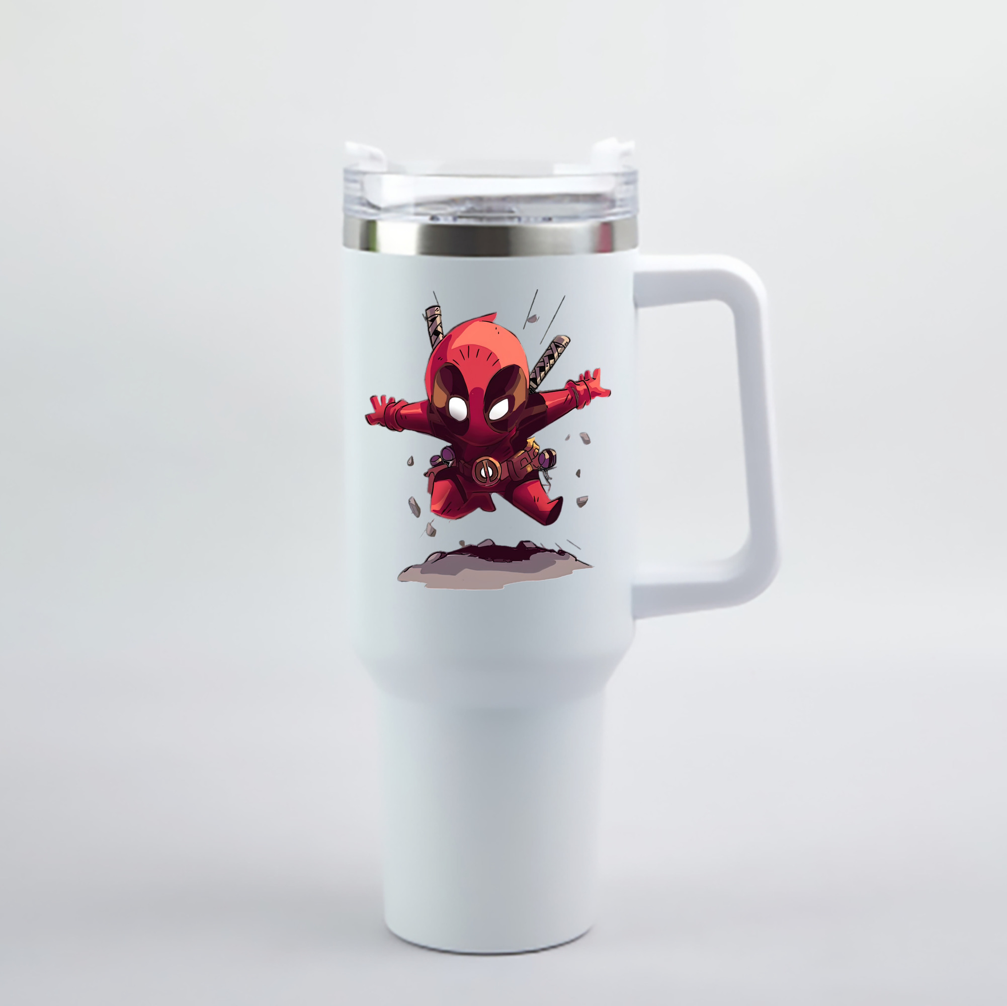 （画像用） Deadpool デッドプール 1200mL車用タンブラー - クリスタルステッカー（プラスチックストロー付き）