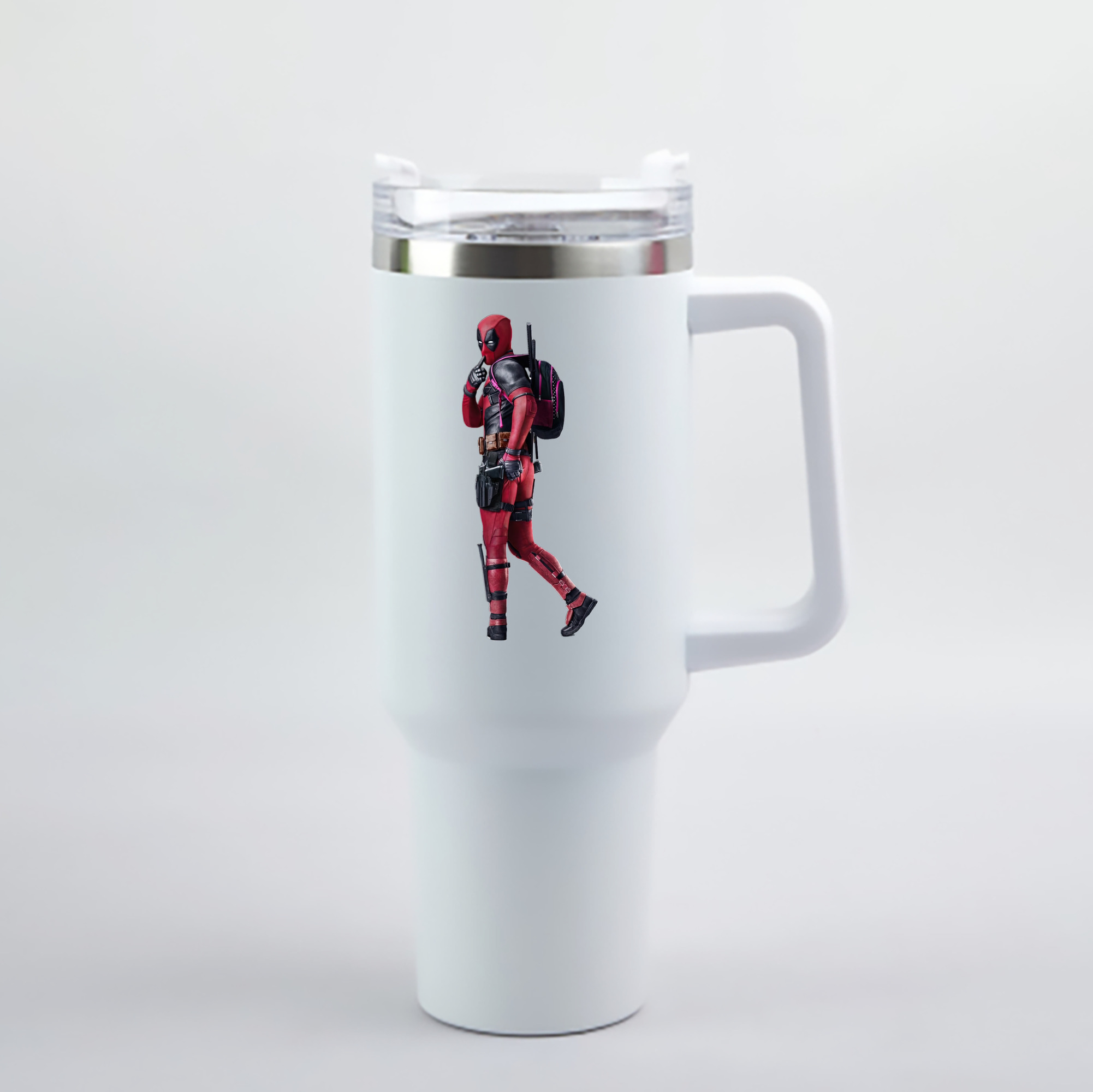 （画像用） Deadpool デッドプール 1200mL車用タンブラー - クリスタルステッカー（プラスチックストロー付き）