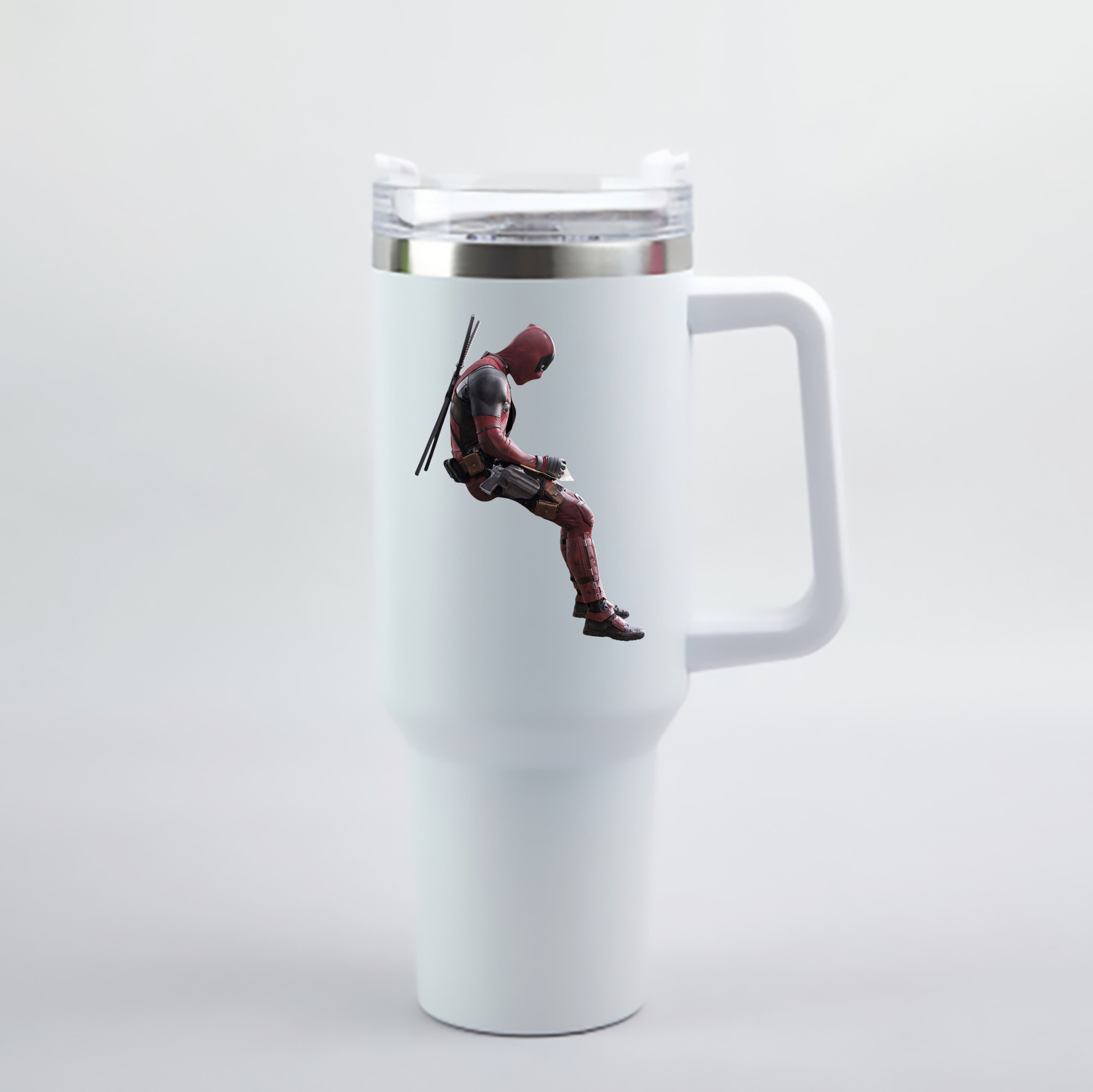 （画像用） Deadpool デッドプール 1200mL車用タンブラー - クリスタルステッカー（プラスチックストロー付き）