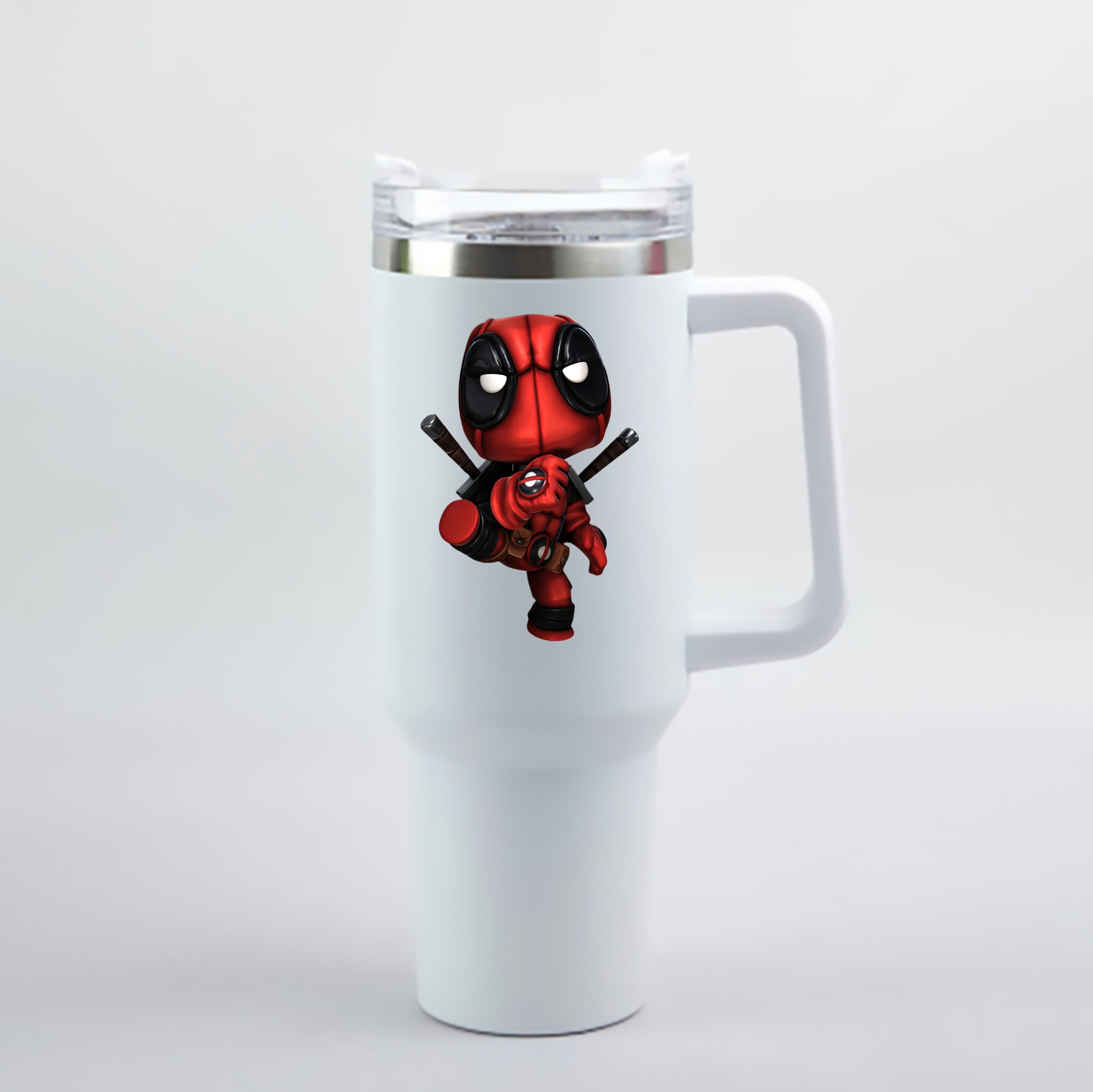 （画像用） Deadpool デッドプール 1200mL車用タンブラー - クリスタルステッカー（プラスチックストロー付き）