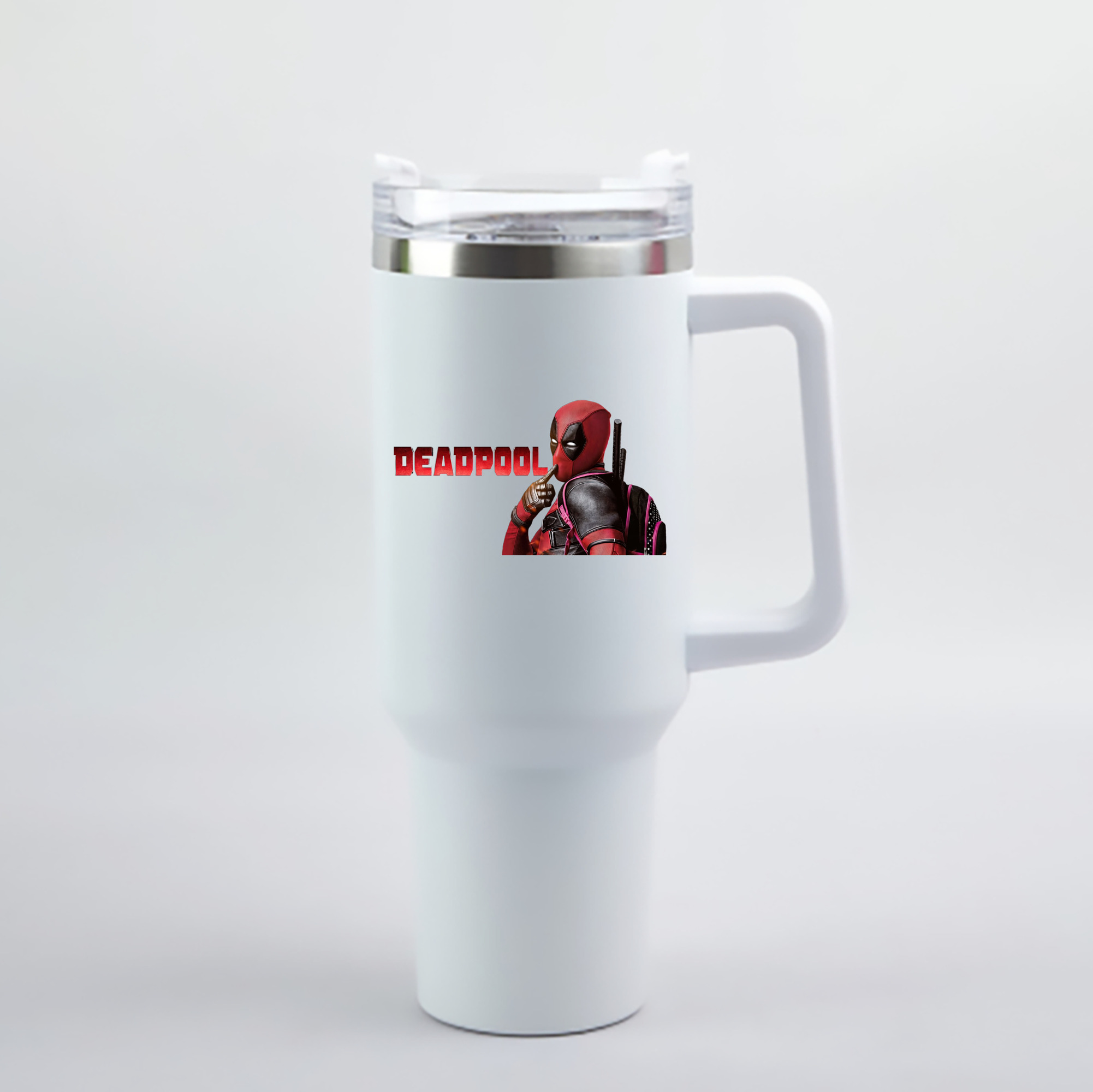 （画像用） Deadpool デッドプール 1200mL車用タンブラー - クリスタルステッカー（プラスチックストロー付き）
