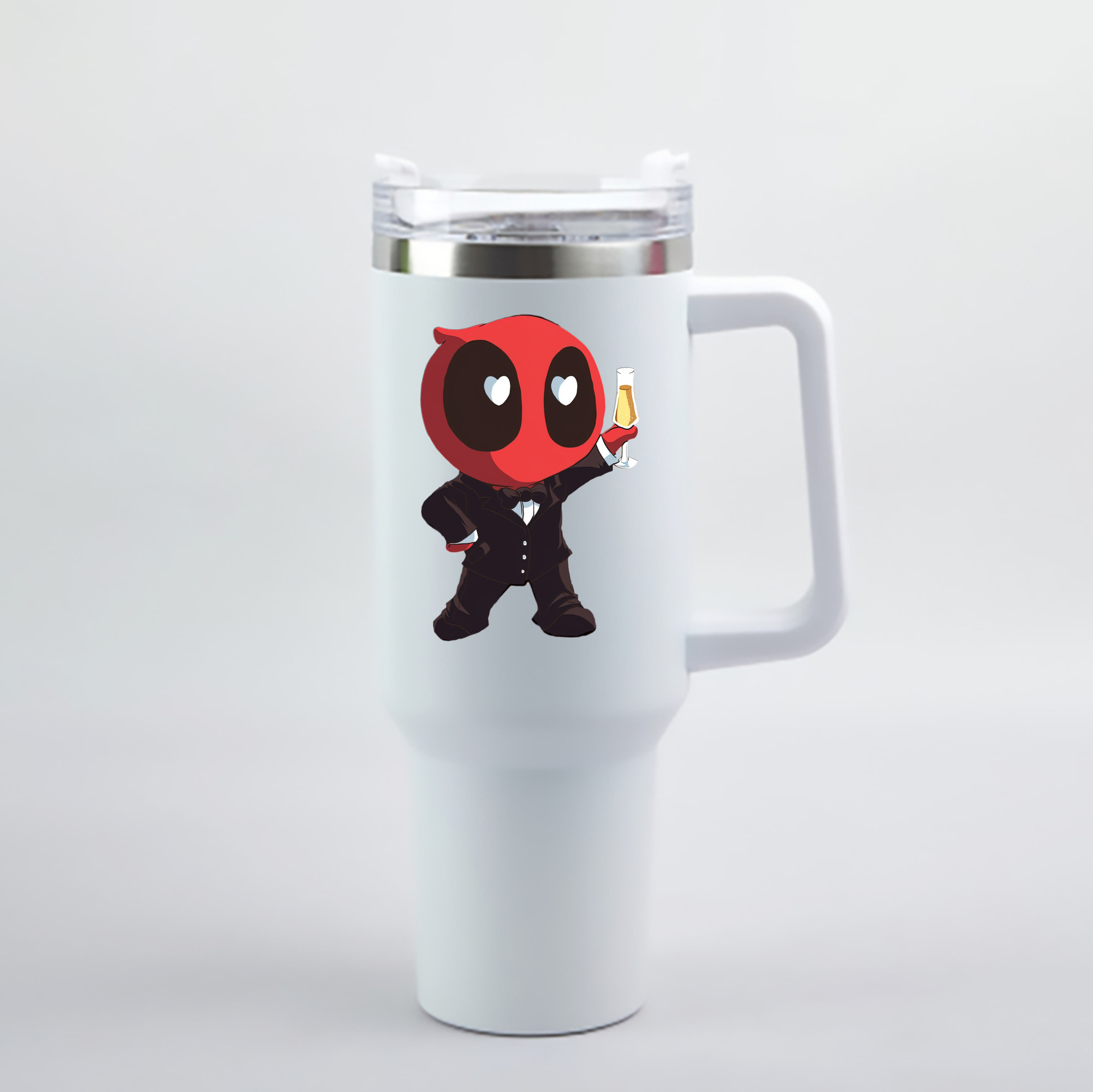 （画像用） Deadpool デッドプール 1200mL車用タンブラー - クリスタルステッカー（プラスチックストロー付き）
