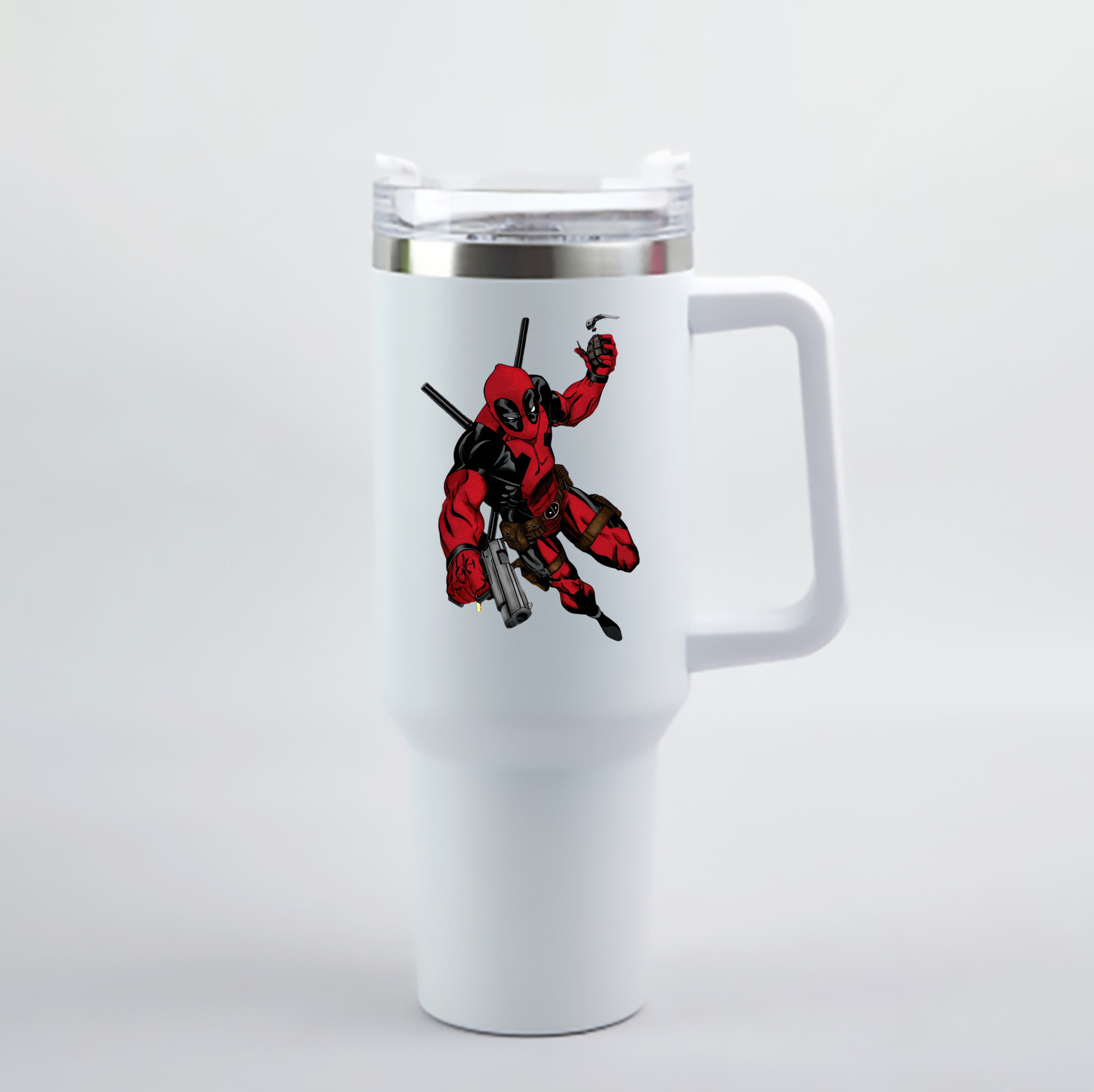 （画像用） Deadpool デッドプール 1200mL車用タンブラー - クリスタルステッカー（プラスチックストロー付き）