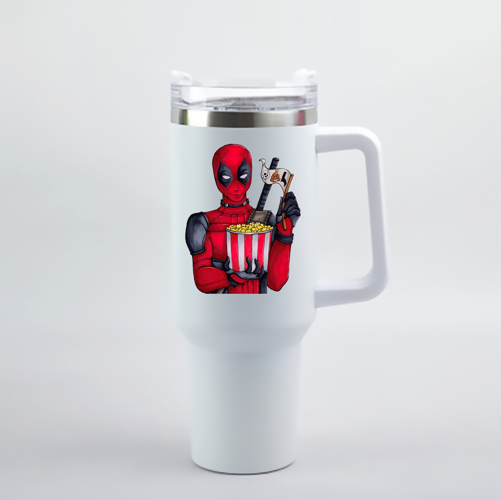 （画像用） Deadpool デッドプール 1200mL車用タンブラー - クリスタルステッカー（プラスチックストロー付き）