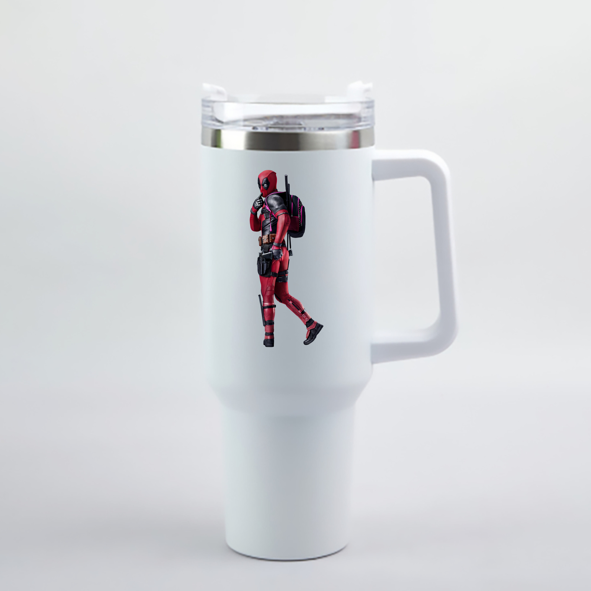 （画像用） Deadpool デッドプール 1200mL車用タンブラー - クリスタルステッカー（プラスチックストロー付き）