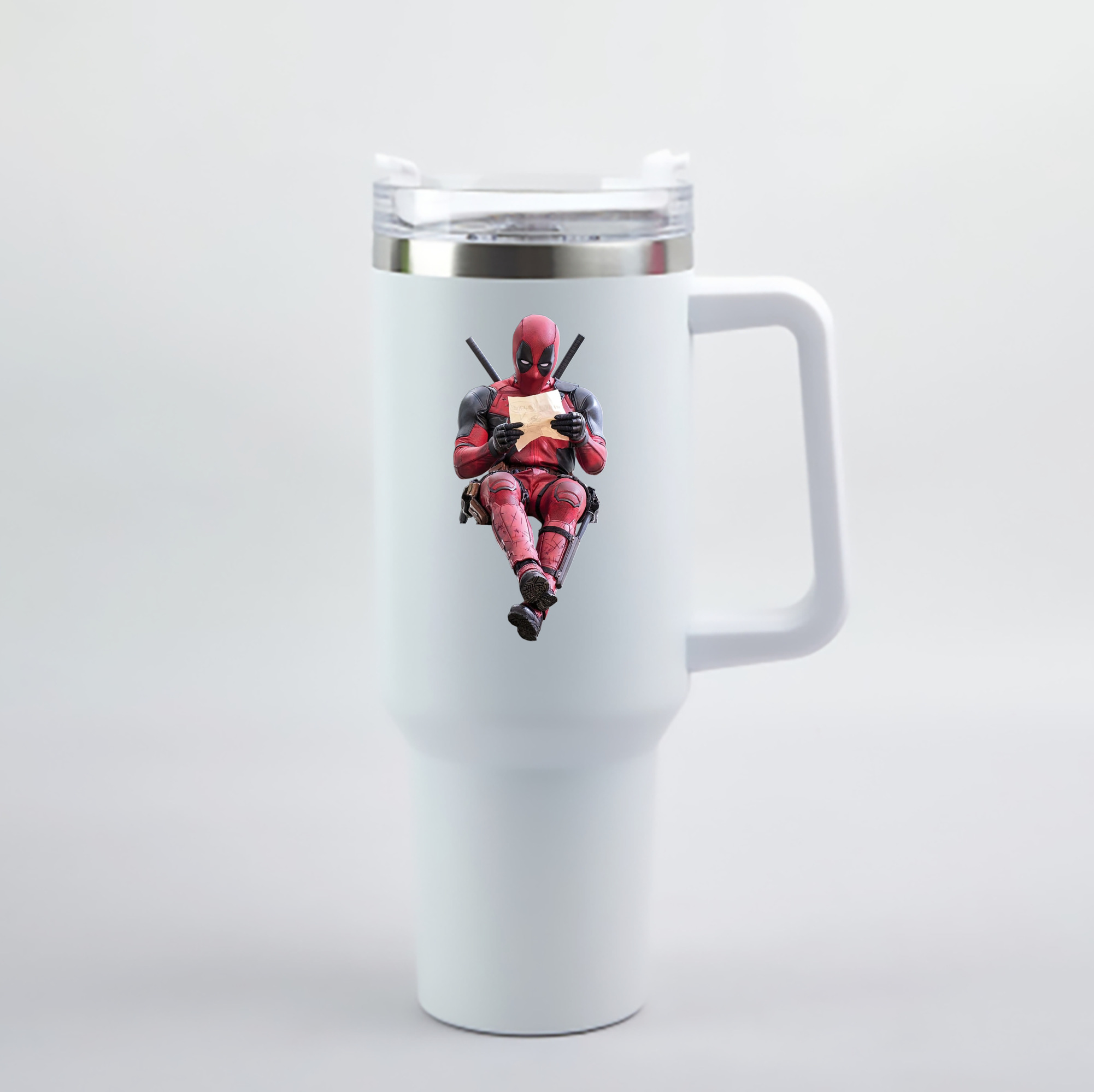 （画像用） Deadpool デッドプール 1200mL車用タンブラー - クリスタルステッカー（プラスチックストロー付き）
