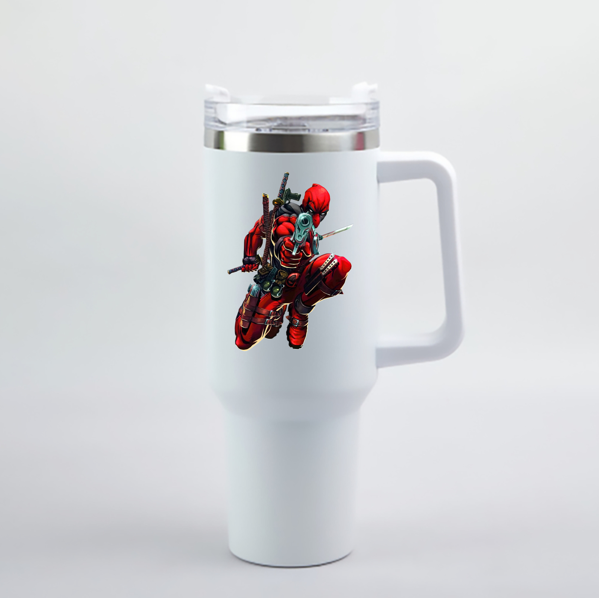 （画像用） Deadpool デッドプール 1200mL車用タンブラー - クリスタルステッカー（プラスチックストロー付き）
