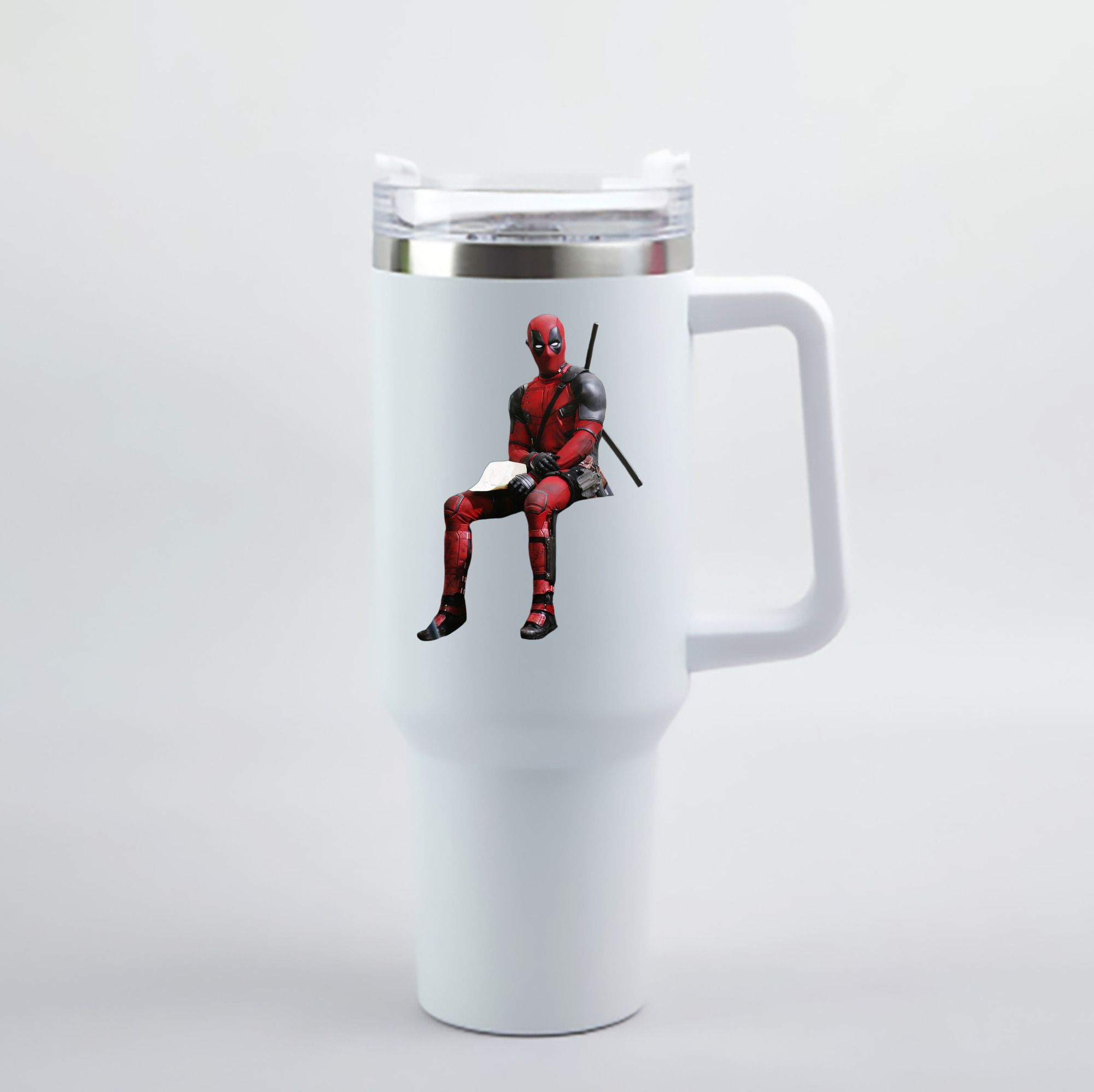 （画像用） Deadpool デッドプール 1200mL車用タンブラー - クリスタルステッカー（プラスチックストロー付き）