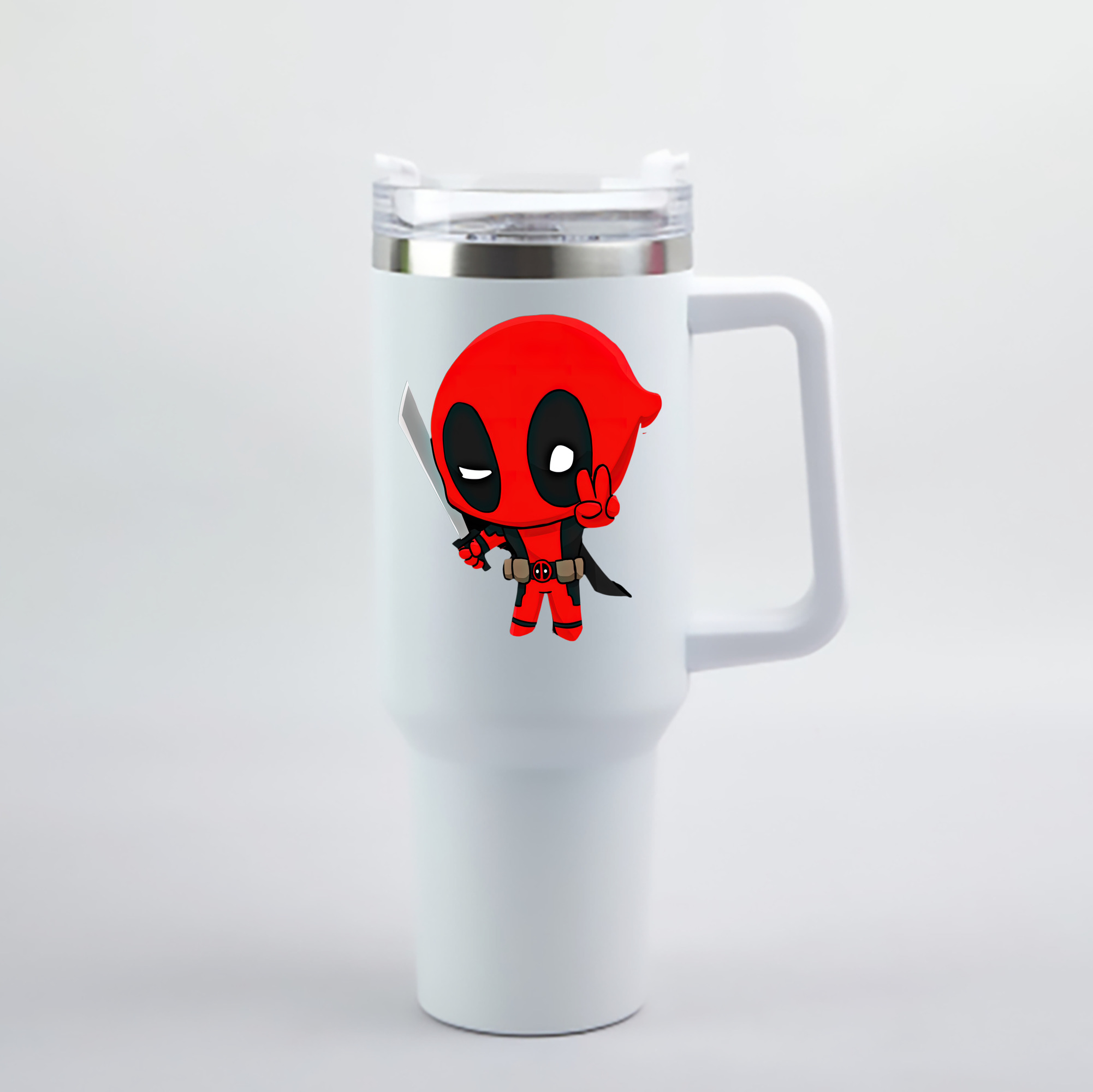 （画像用） Deadpool デッドプール 1200mL車用タンブラー - クリスタルステッカー（プラスチックストロー付き）