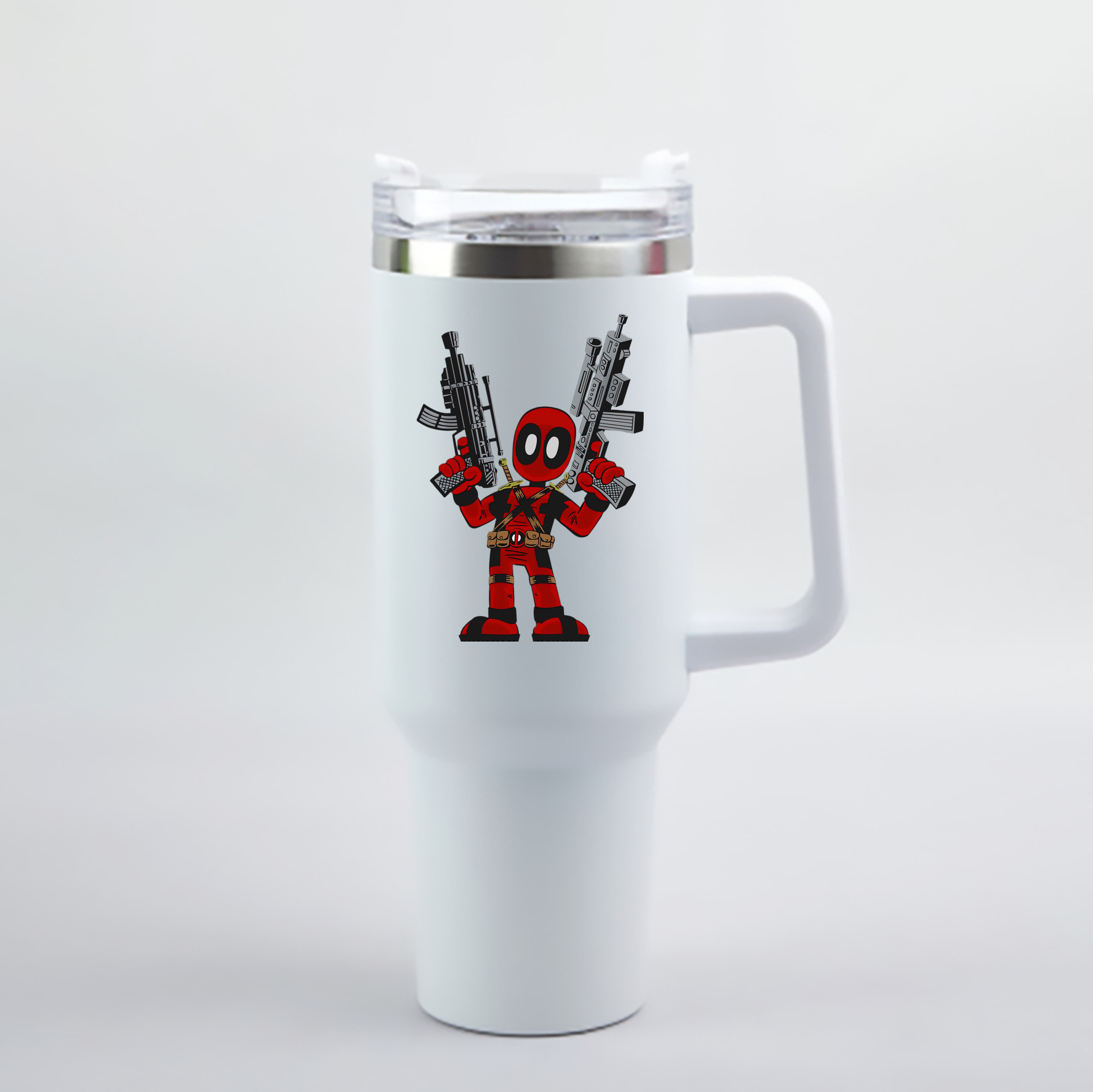 （画像用） Deadpool デッドプール 1200mL車用タンブラー - クリスタルステッカー（プラスチックストロー付き）