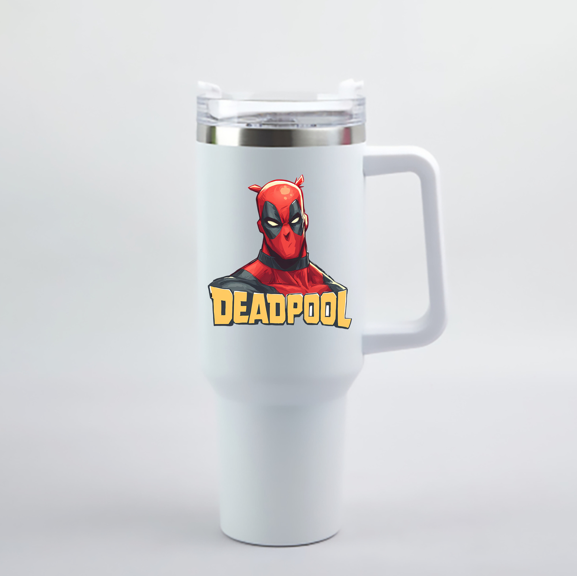 （画像用） Deadpool デッドプール 1200mL車用タンブラー - クリスタルステッカー（プラスチックストロー付き）
