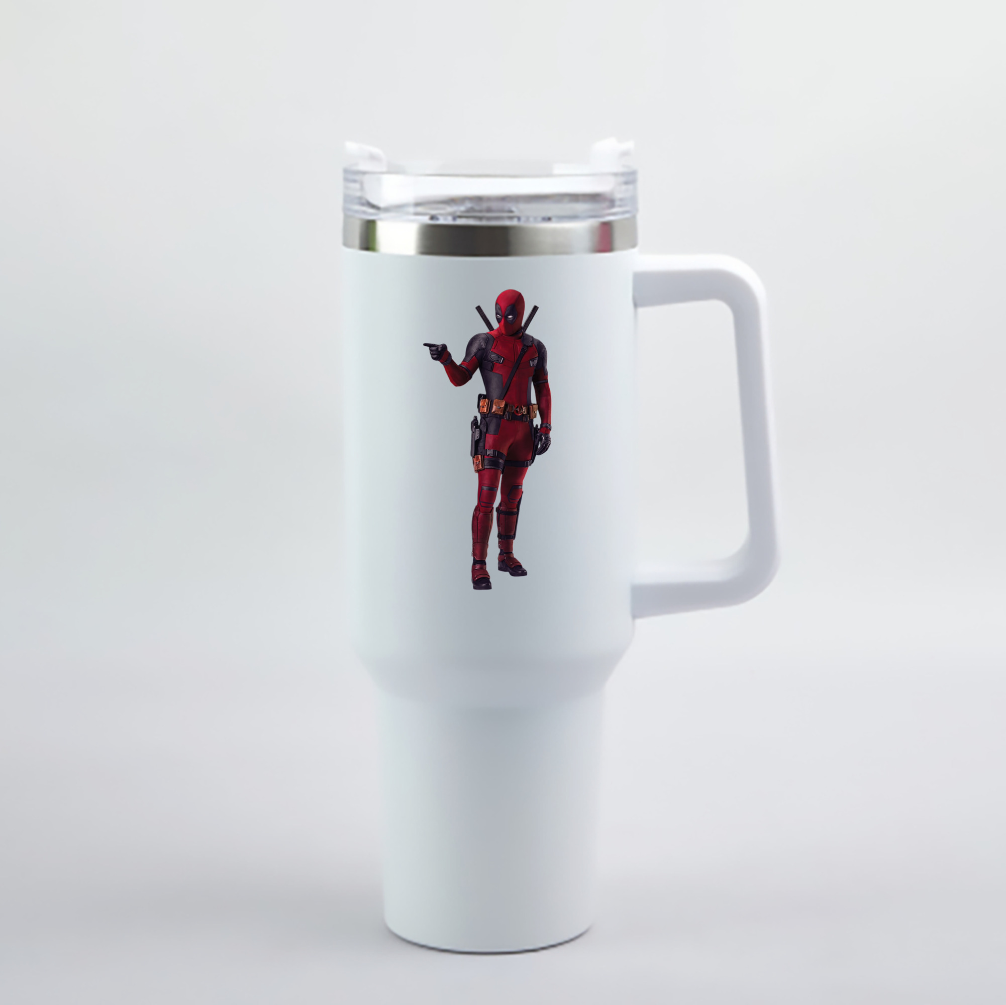 （画像用） Deadpool デッドプール 1200mL車用タンブラー - クリスタルステッカー（プラスチックストロー付き）