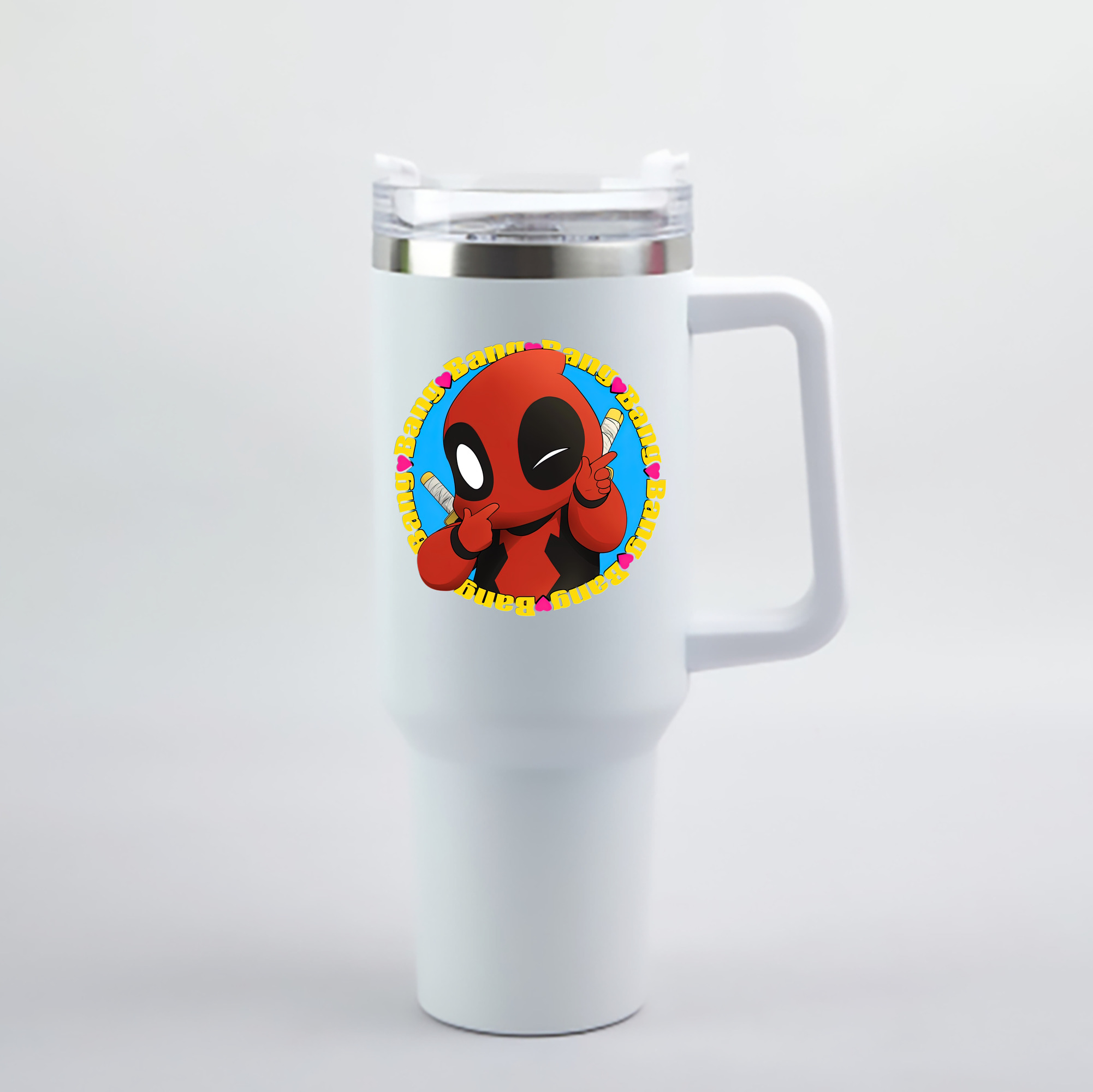 （画像用） Deadpool デッドプール 1200mL車用タンブラー - クリスタルステッカー（プラスチックストロー付き）