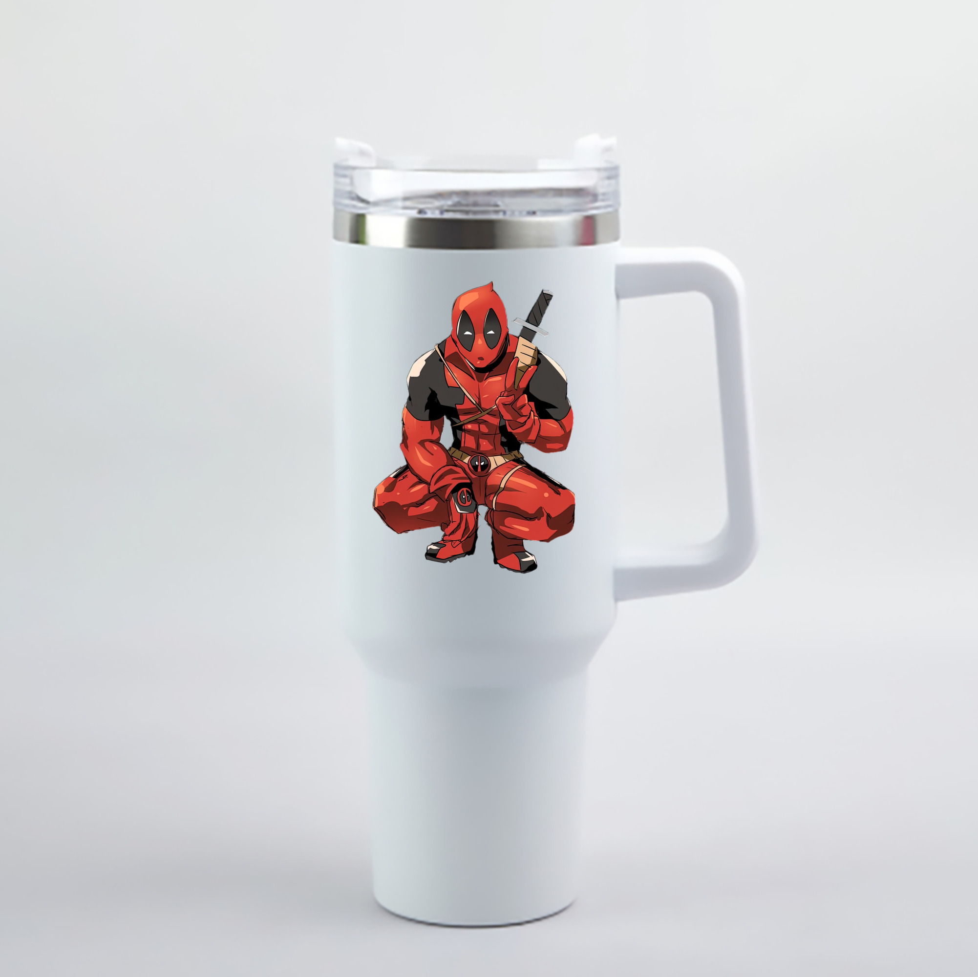 （画像用） Deadpool デッドプール 1200mL車用タンブラー - クリスタルステッカー（プラスチックストロー付き）