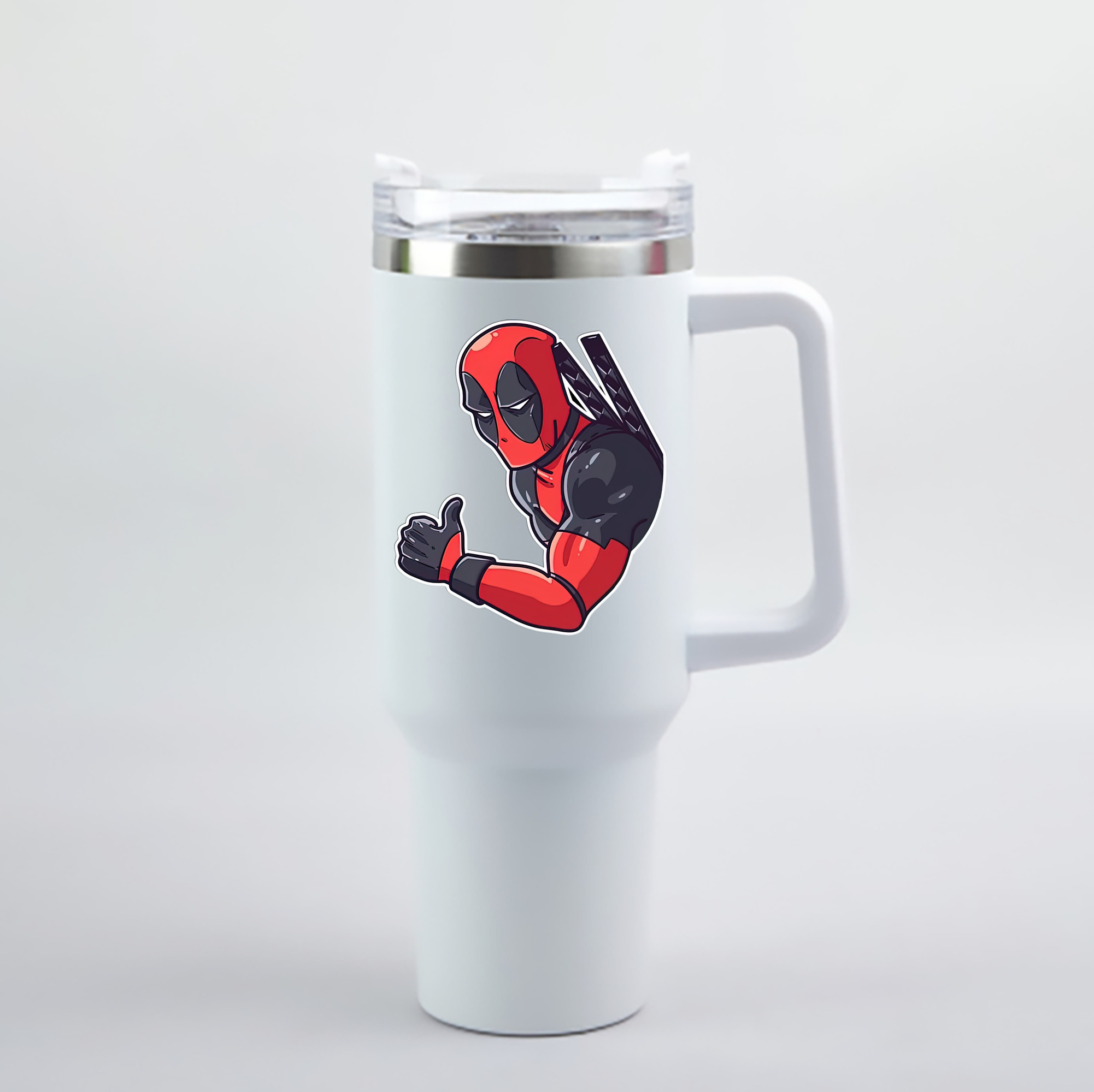 （画像用） Deadpool デッドプール 1200mL車用タンブラー - クリスタルステッカー（プラスチックストロー付き）