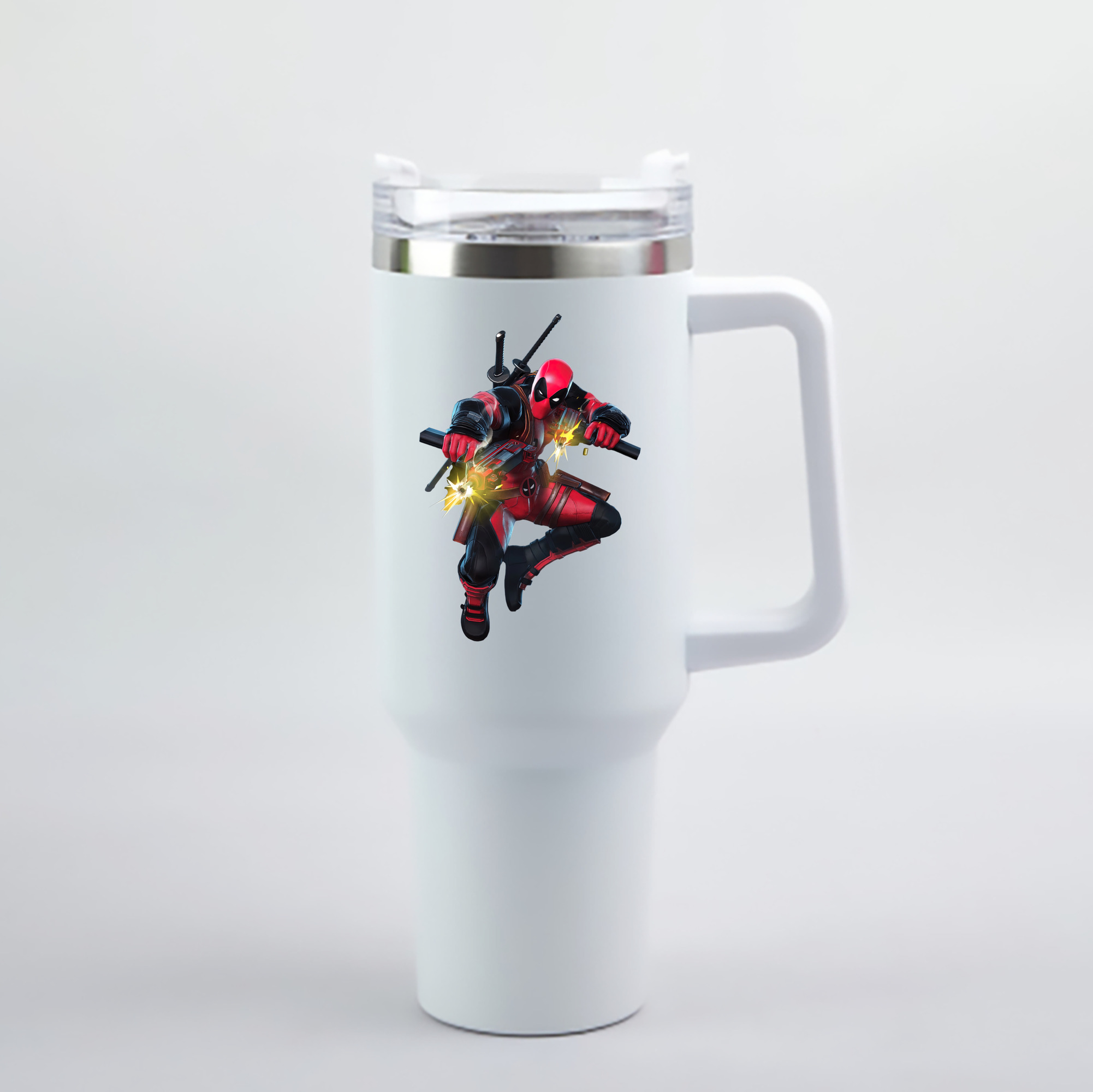 （画像用） Deadpool デッドプール 1200mL車用タンブラー - クリスタルステッカー（プラスチックストロー付き）