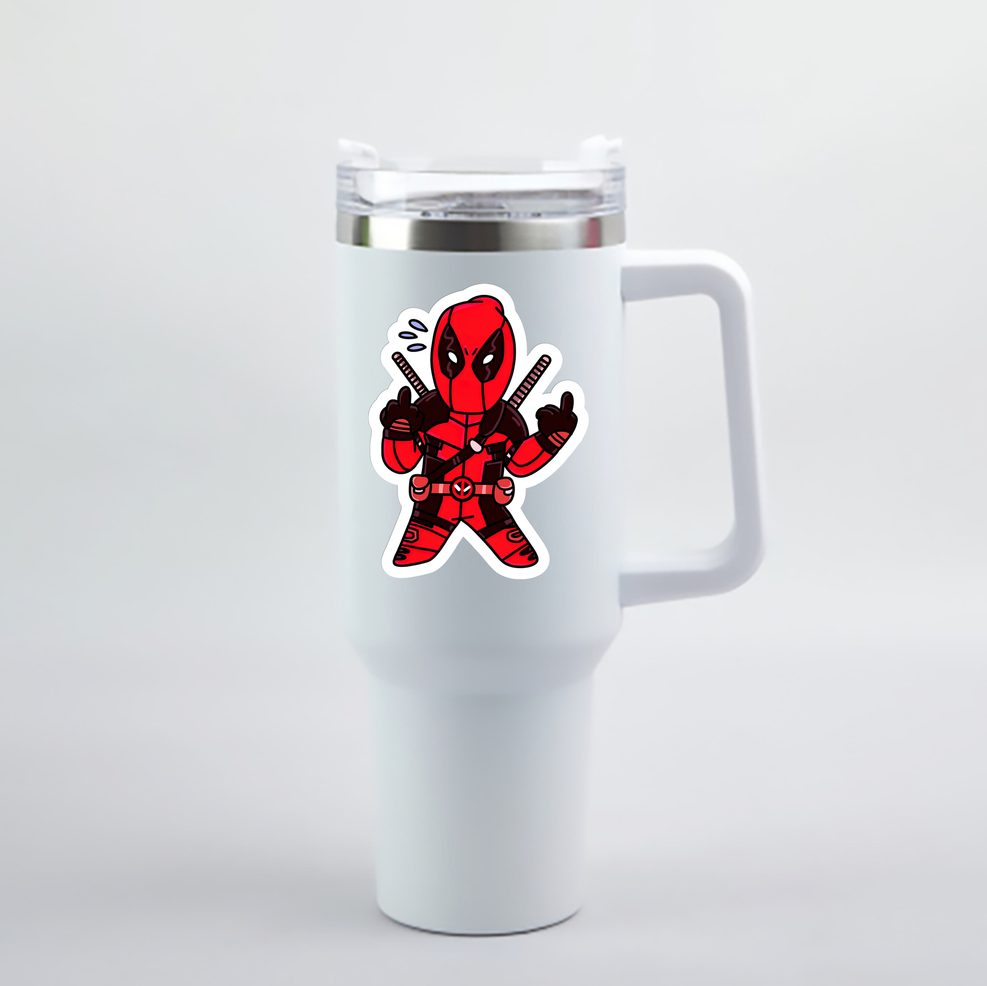 （画像用） Deadpool デッドプール 1200mL車用タンブラー - クリスタルステッカー（プラスチックストロー付き）