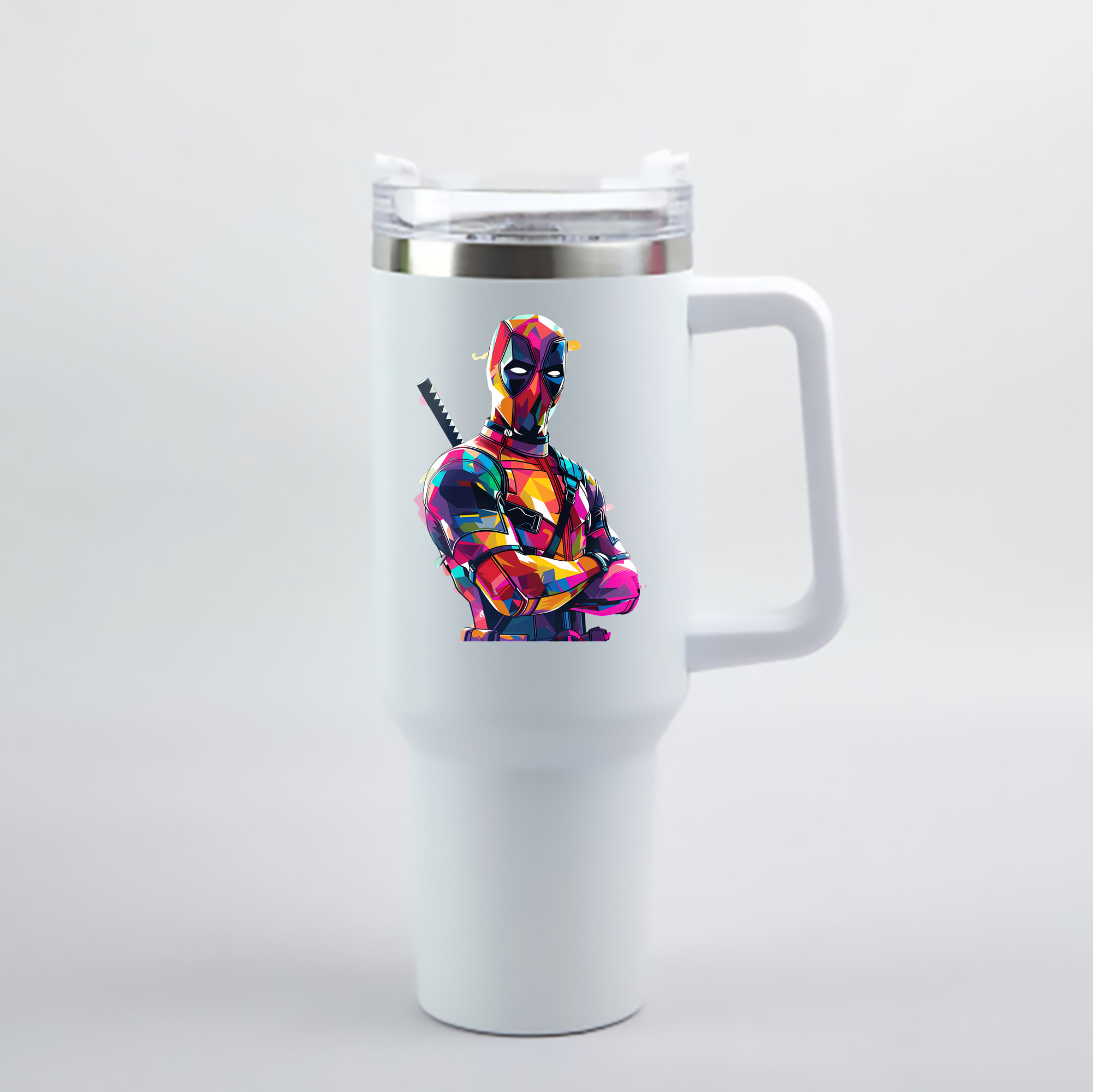 （画像用） Deadpool デッドプール 1200mL車用タンブラー - クリスタルステッカー（プラスチックストロー付き）