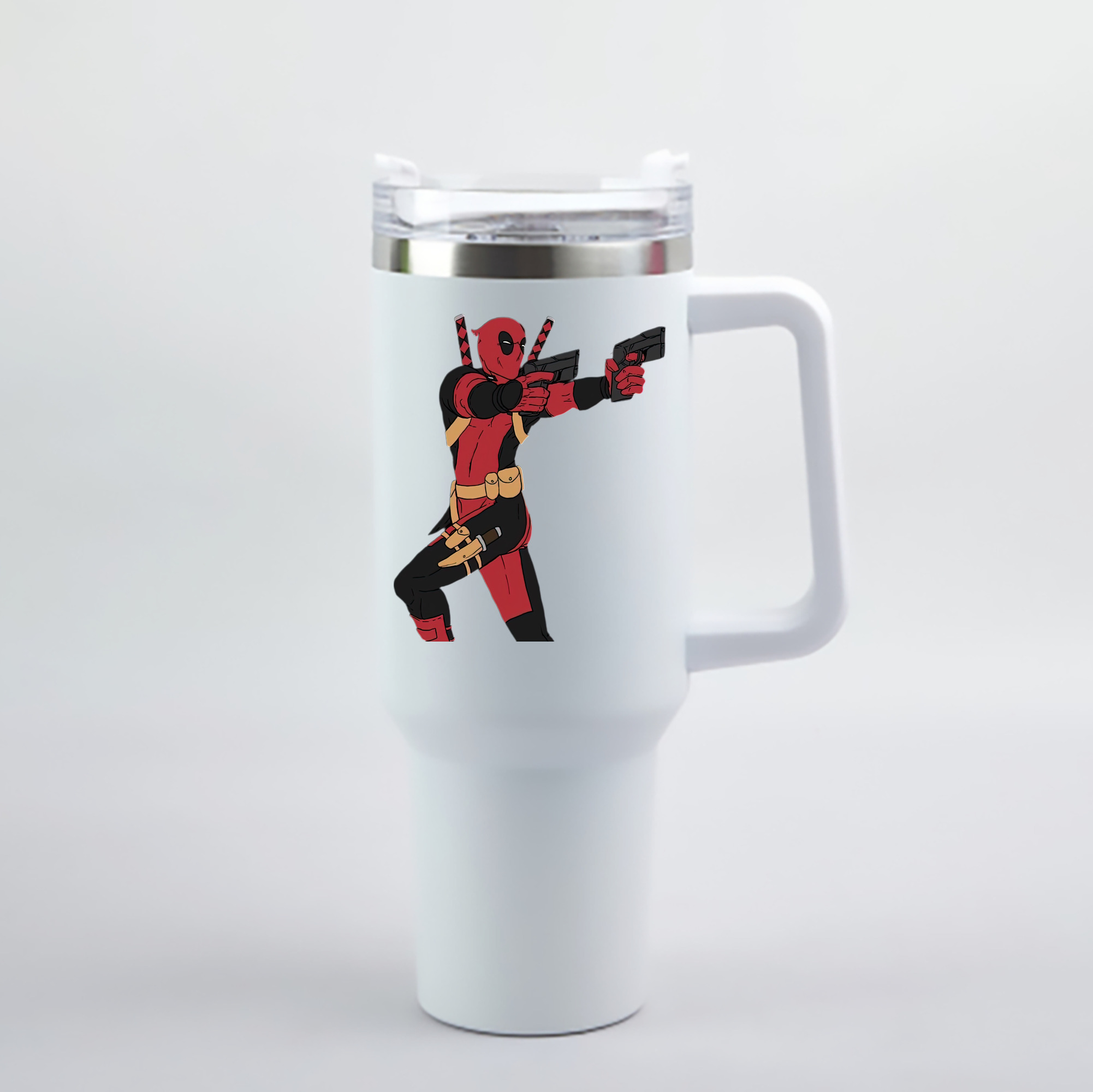 （画像用） Deadpool デッドプール 1200mL車用タンブラー - クリスタルステッカー（プラスチックストロー付き）
