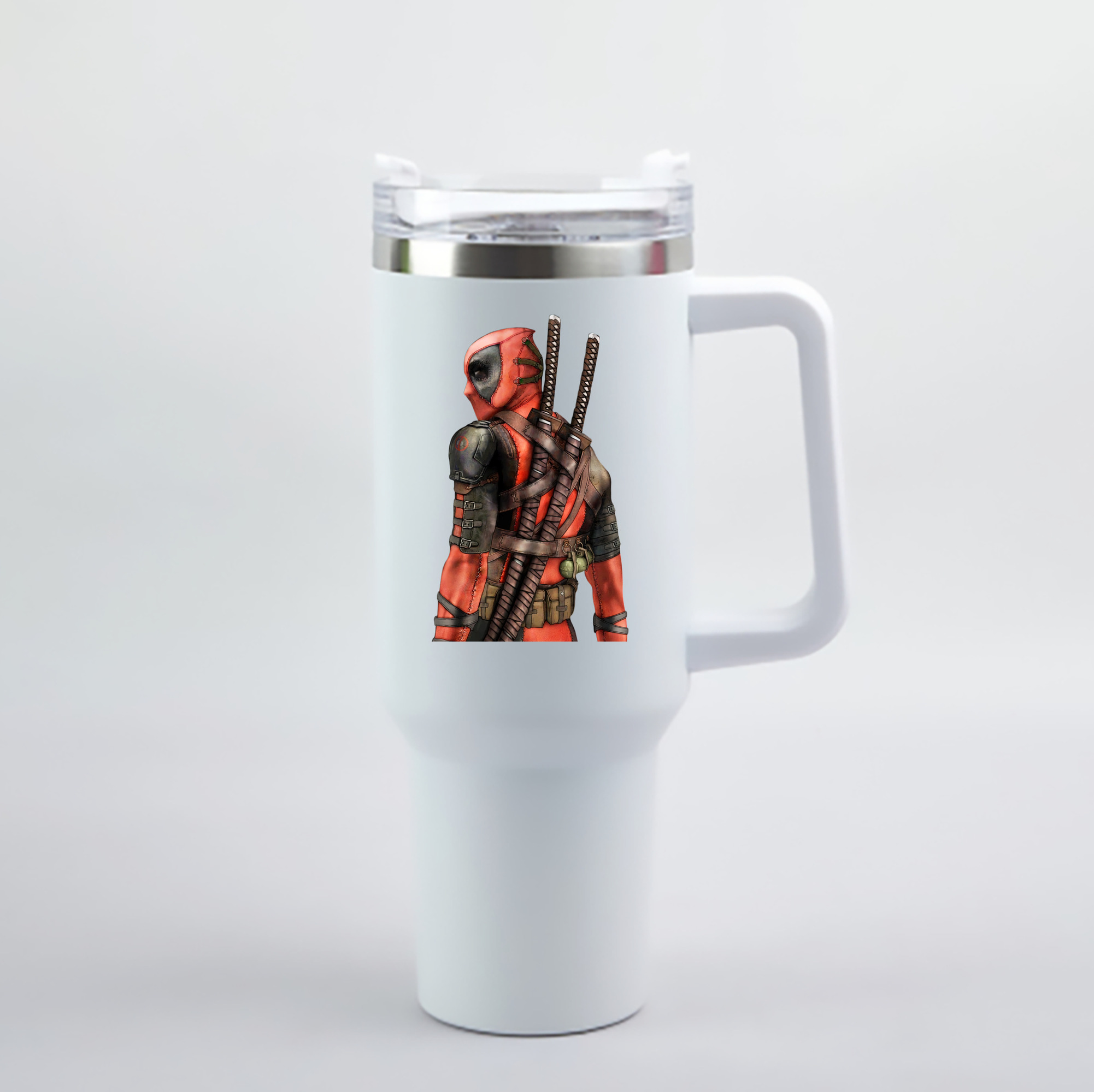 （画像用） Deadpool デッドプール 1200mL車用タンブラー - クリスタルステッカー（プラスチックストロー付き）
