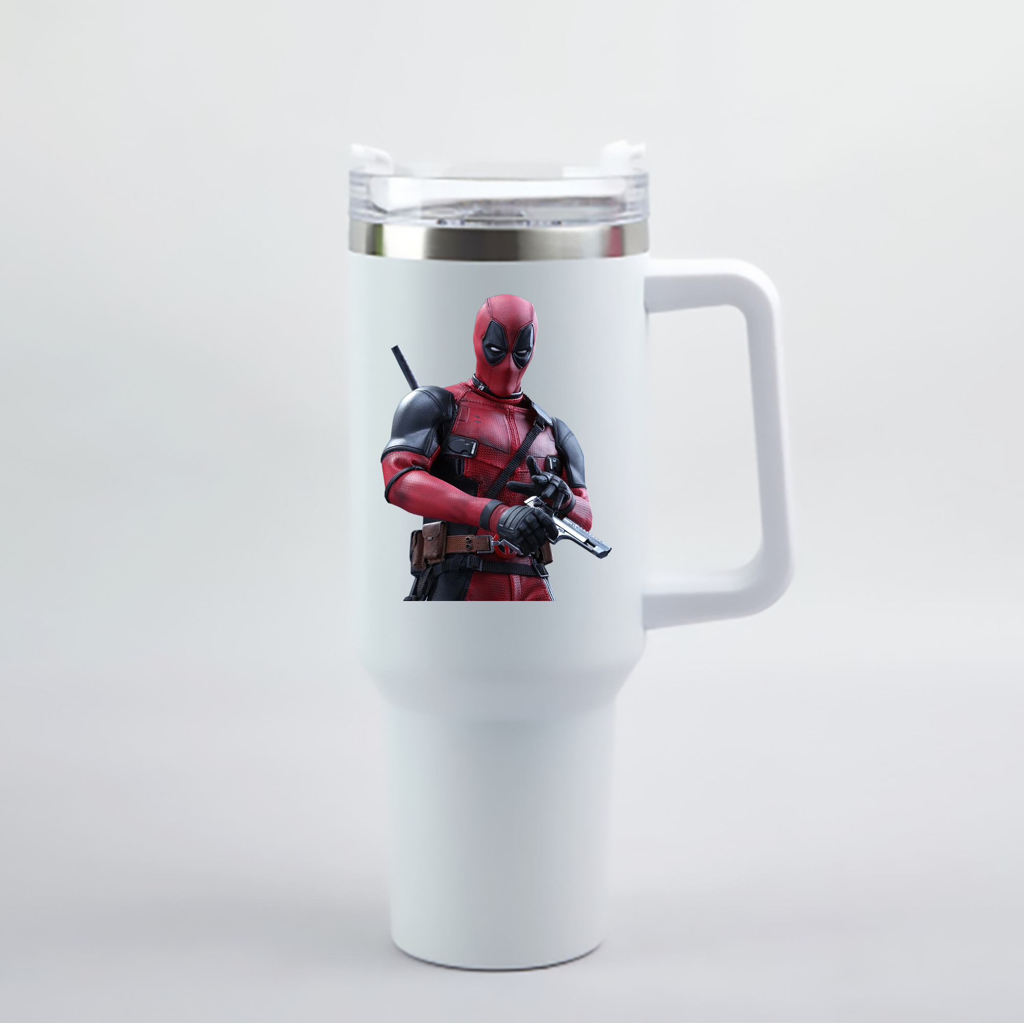 （画像用） Deadpool デッドプール 1200mL車用タンブラー - クリスタルステッカー（プラスチックストロー付き）