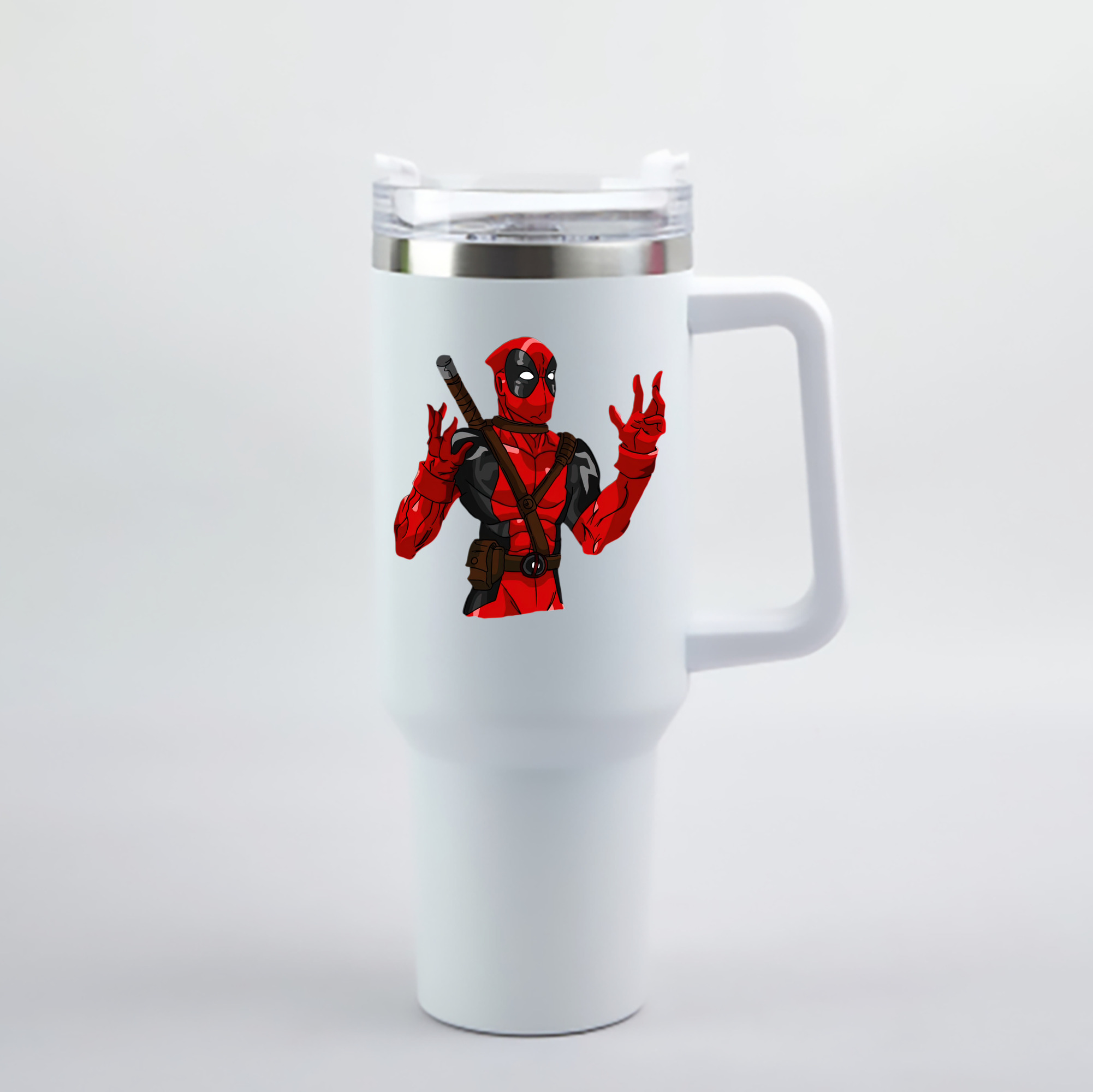 （画像用） Deadpool デッドプール 1200mL車用タンブラー - クリスタルステッカー（プラスチックストロー付き）
