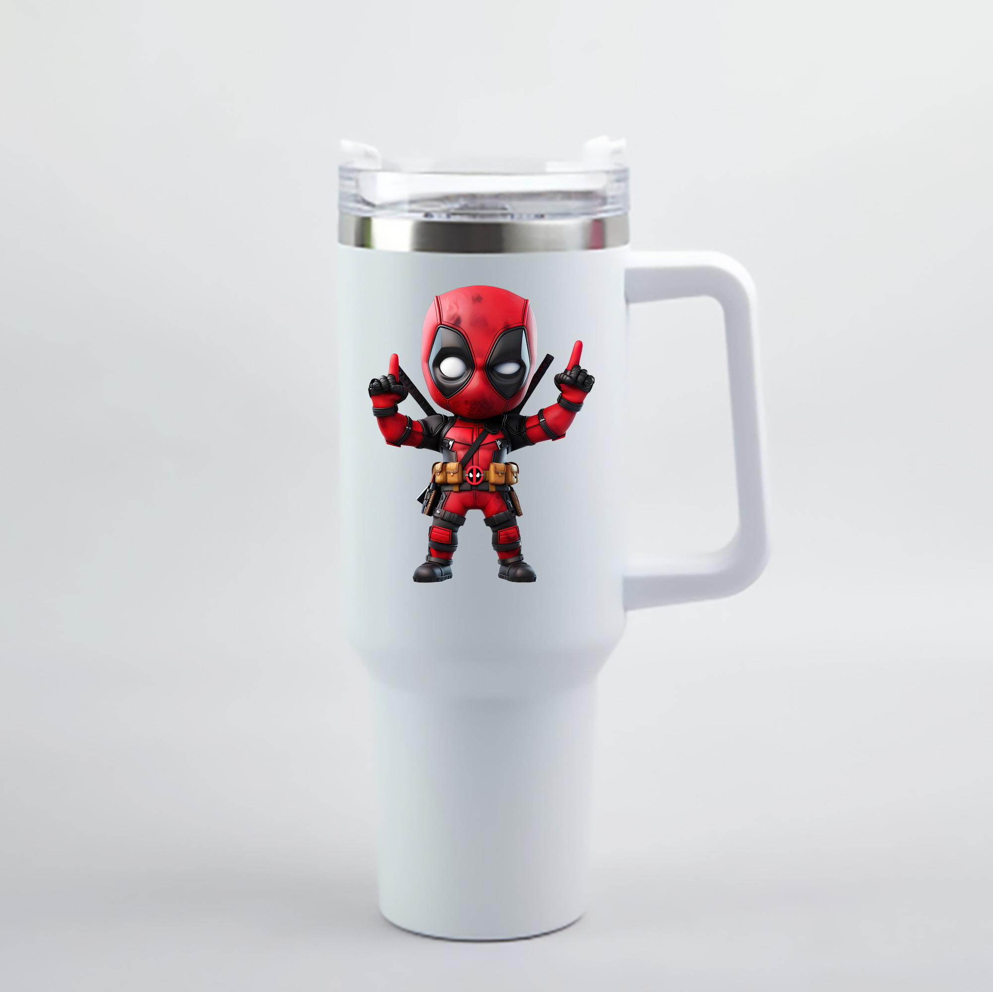 （画像用） Deadpool デッドプール 1200mL車用タンブラー - クリスタルステッカー（プラスチックストロー付き）