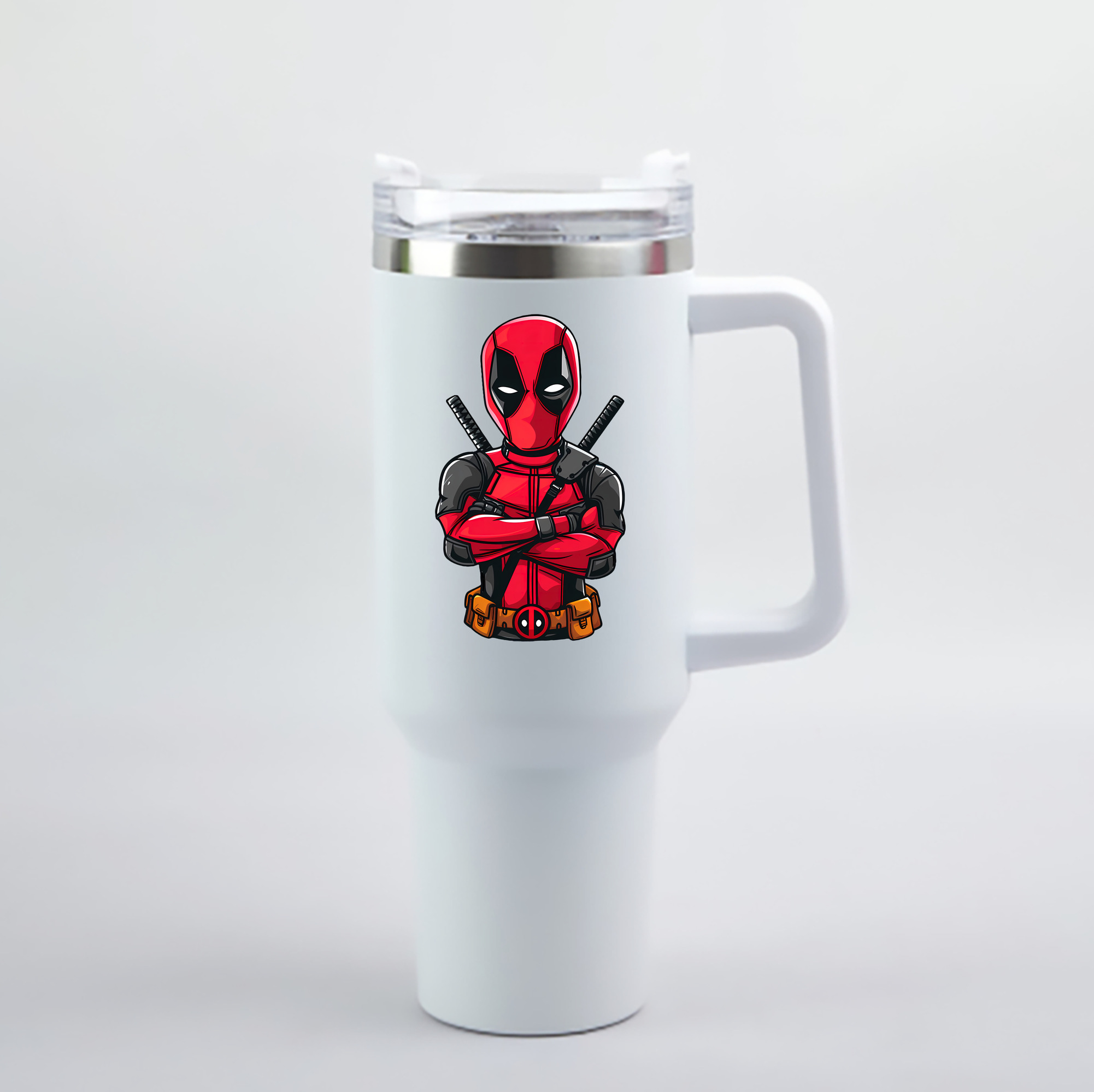 （画像用） Deadpool デッドプール 1200mL車用タンブラー - クリスタルステッカー（プラスチックストロー付き）