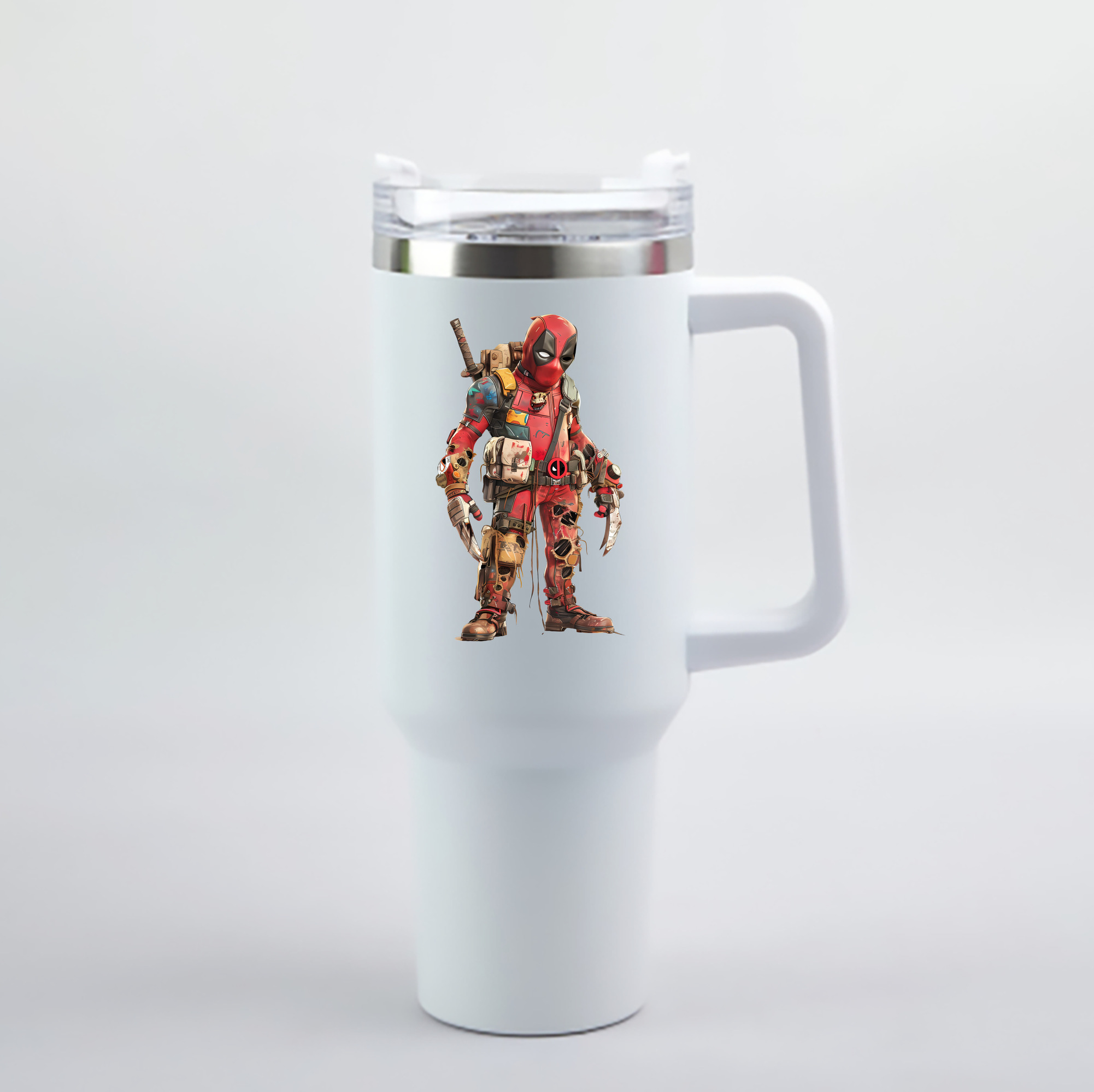 （画像用） Deadpool デッドプール 1200mL車用タンブラー - クリスタルステッカー（プラスチックストロー付き）