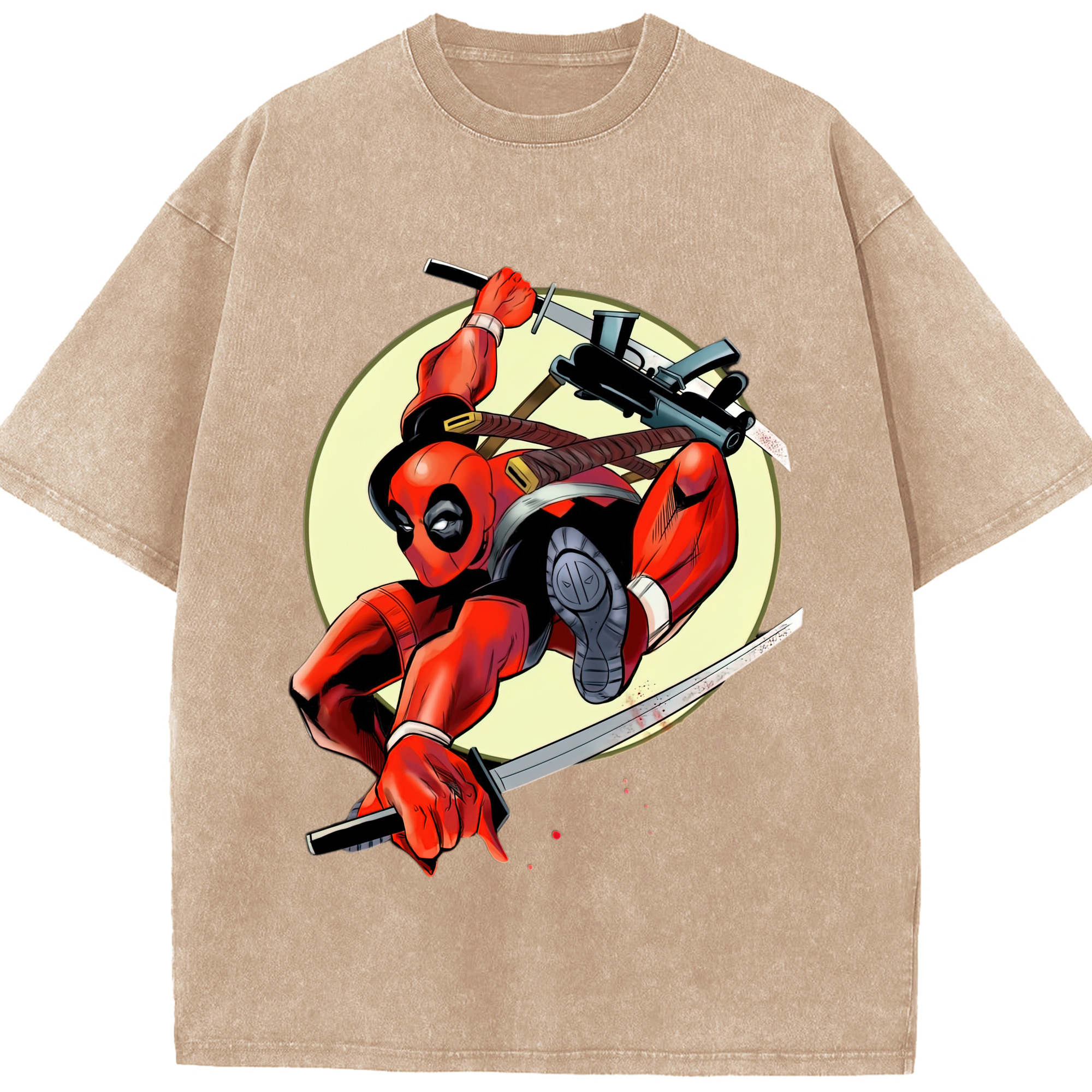 （画像用） Deadpool デッドプール 綿100% ヴィンテージ風 半袖Tシャツ（フロントプリント）