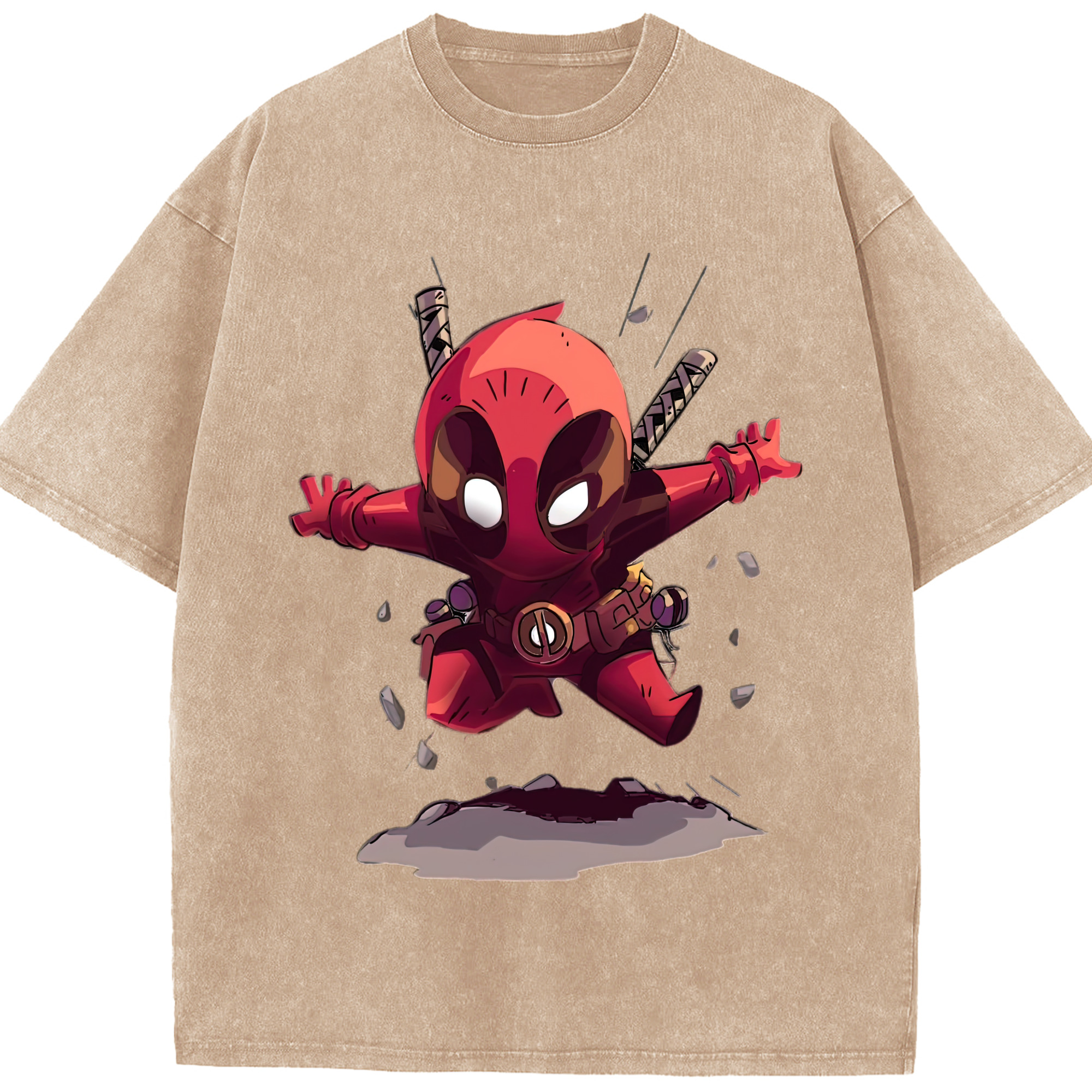 （画像用） Deadpool デッドプール 綿100% ヴィンテージ風 半袖Tシャツ（フロントプリント）