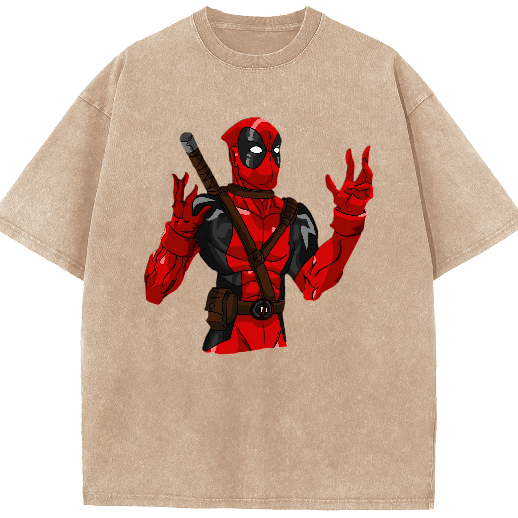 （画像用） Deadpool デッドプール 綿100% ヴィンテージ風 半袖Tシャツ（フロントプリント）
