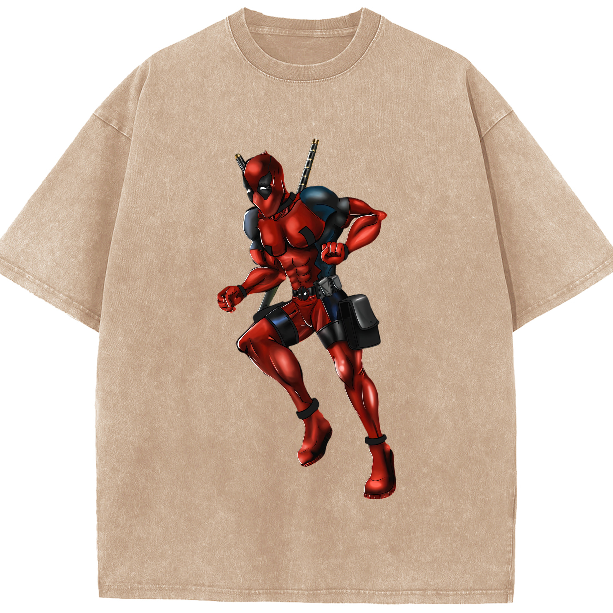 （画像用） Deadpool デッドプール 綿100% ヴィンテージ風 半袖Tシャツ（フロントプリント）