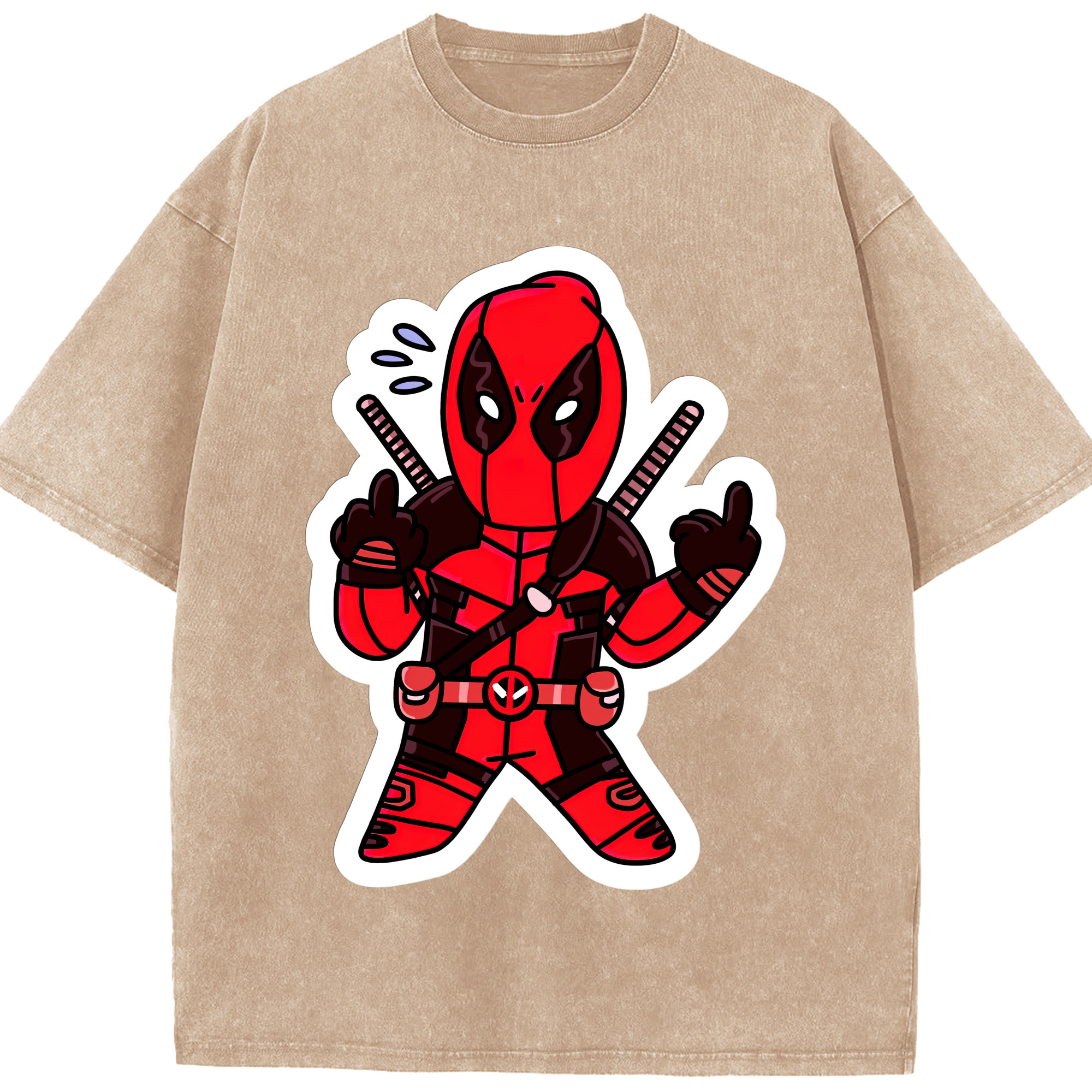 （画像用） Deadpool デッドプール 綿100% ヴィンテージ風 半袖Tシャツ（フロントプリント）