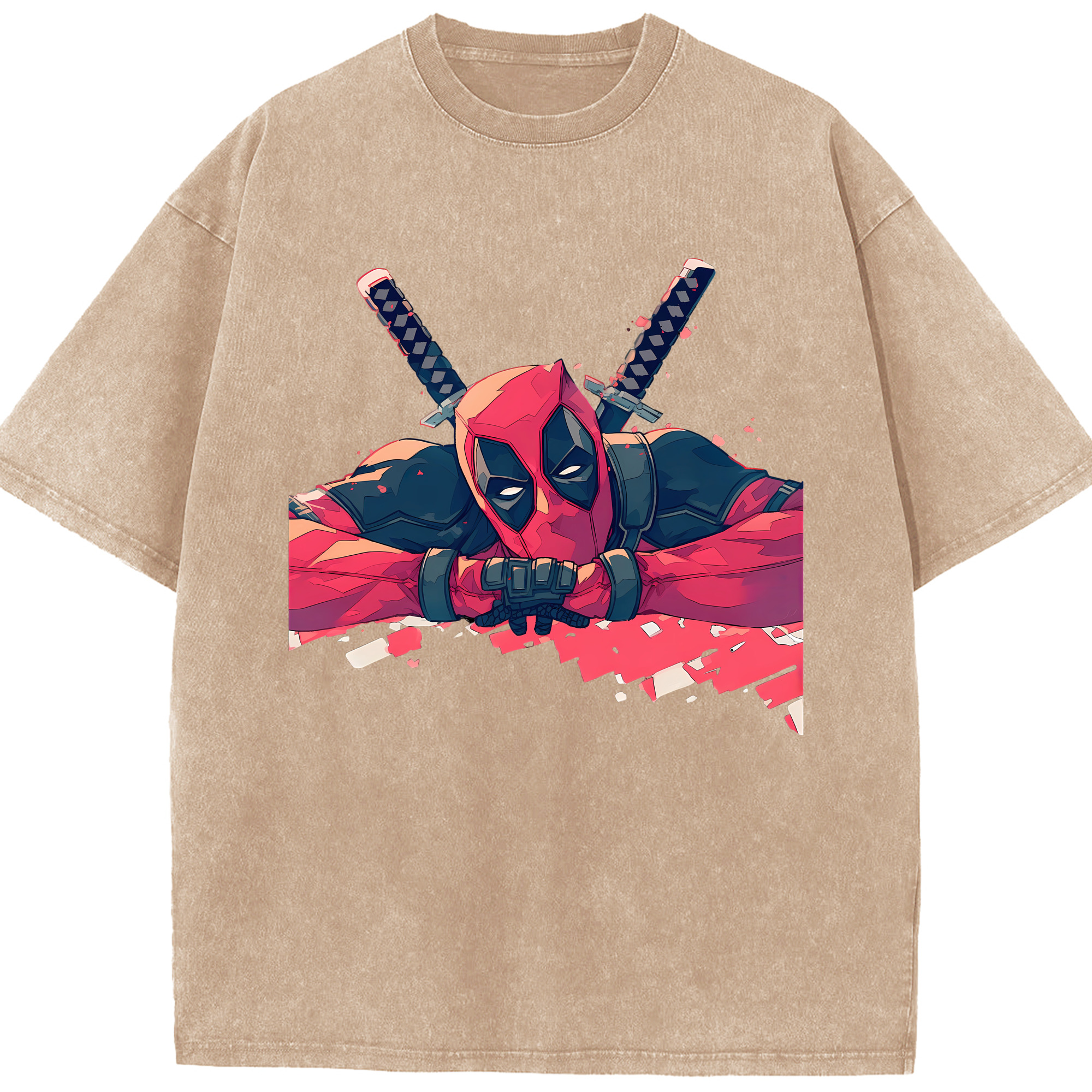 （画像用） Deadpool デッドプール 綿100% ヴィンテージ風 半袖Tシャツ（フロントプリント）